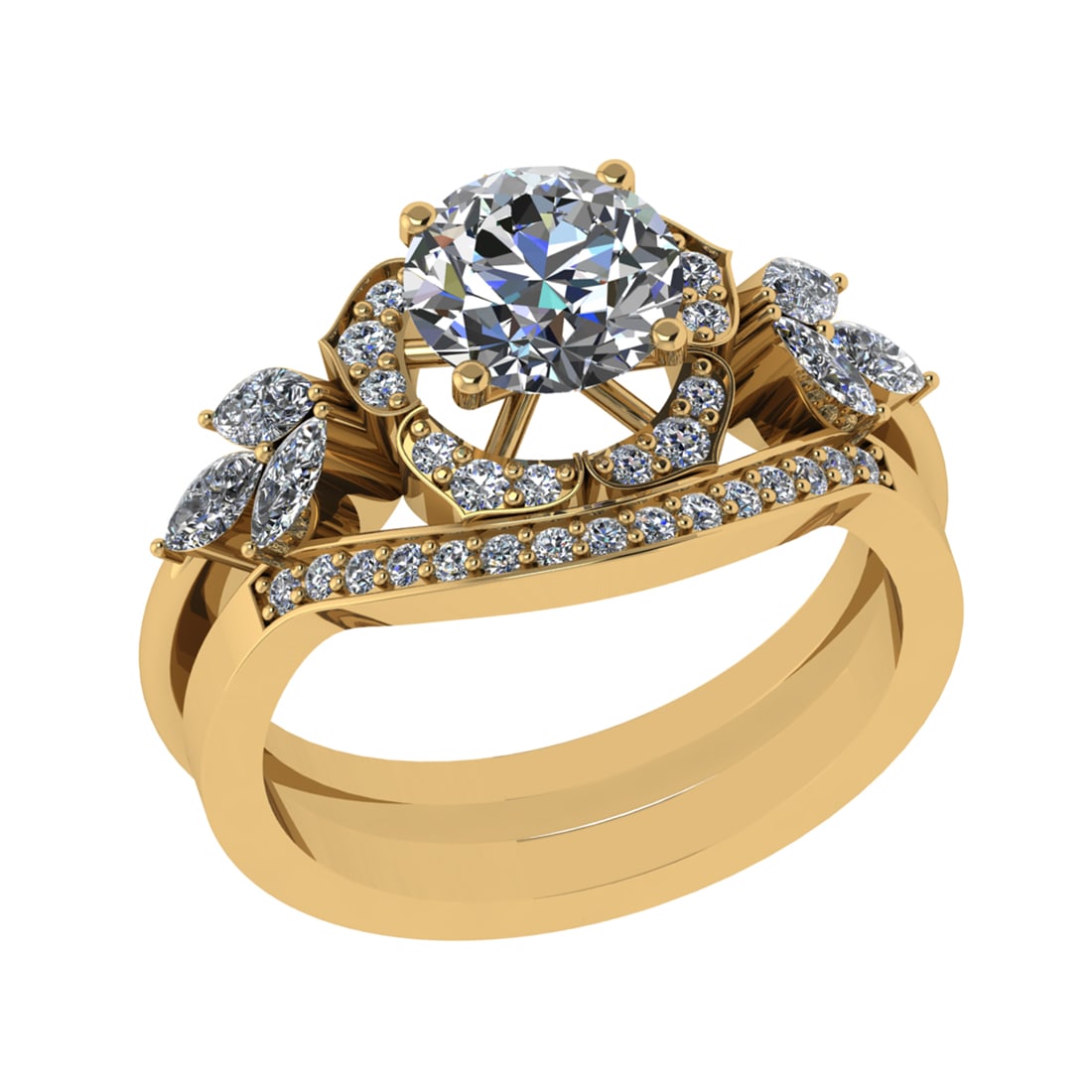2.17 Ctw SI1/SI2 Diamond 14k Yellow Gold Engagement Ring (ALL DIAMOND ARE L: Center Daimond Weight :-1.30 Ctw ( Round Cut) Color : G-H Clarity : SI1/SI2 Side Diamond Weight Of Ctw 0.87 Ctw Color : G-H Clarity : SI1/SI2 Daimond Setting : Prong Metal Weight : Approx 5.25 gram 14