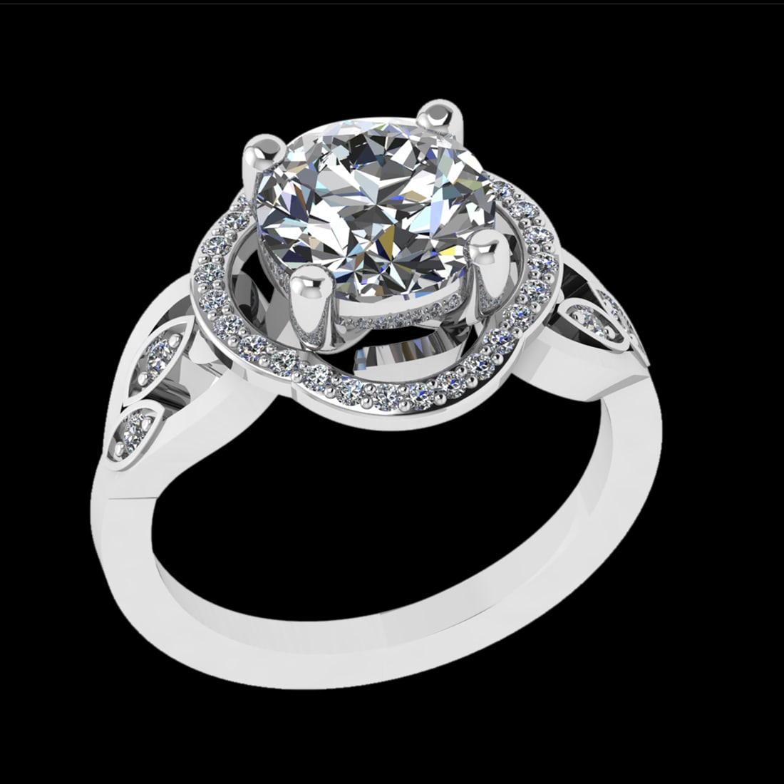 2.33 Ctw VS/SI1 Diamond 10k White Gold Engagement Ring (ALL DIAMOND ARE LAB: Center Diamond Weight :-2.11 Ctw ( Round cut) Color :- J-K Clarity : VS/SI1 Center Stone Setting : Prong Side Diamond Weight Of Ctw 0.22 Ctw Color : J-K Clarity : VS/SI1 Stone Setting : Prong Metal We