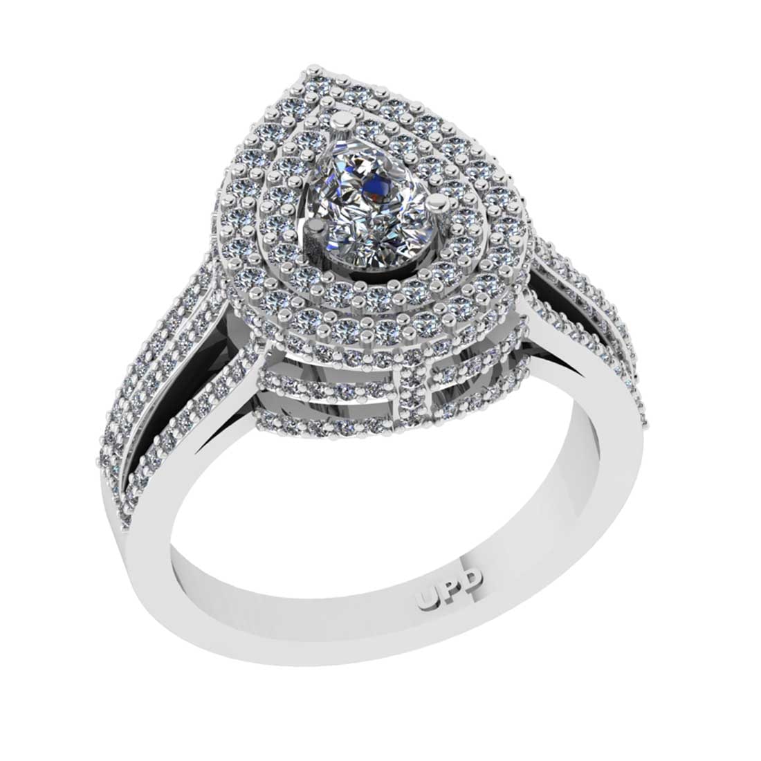 1.88 Ctw VS/SI1 Diamond 14K White Gold Engagement Ring: Center Diamond Weight : 0.75 Ctw (Pear Cut) Center Diamond Color :-G-H Center Stone Setting : Prong Clarity : VS/SI1 Total Weight Of Ctw 1.13 Ctw Color : G-H Clarity : VS/SI1 Stone Setting : Prong Met