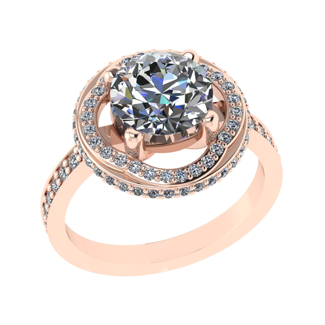 3.12 Ctw VS/SI1 Diamond Prong Set 14k Rose Gold Engagement Ring (ALL DIAMON: Center Daimond Weight :-2.00 Ctw ( Round Cut) Color : G-H Clarity : VS/SI1 Side Diamond Weight Of Ctw 1.12 Ctw Color : G-H Clarity : VS/SI1 Daimond Setting : Prong Metal Weight : Approx 4.91 gram 14k 
