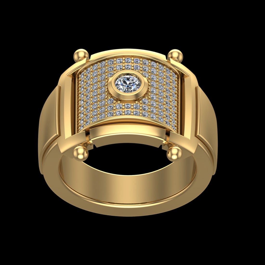 0.65 Ctw VS/SI1 Diamond Prong Set 10k Yellow Gold Men s theme Engagement Ri: Center Daimond Weight :-0.17 Ctw ( Round Cut) Color : J-K Clarity : VS/SI1 Side Diamond Weight Of Ctw 0.48 Ctw Color : J-K Clarity : VS/SI1 Daimond Setting : Prong Metal Weight : Approx 18.39 gram