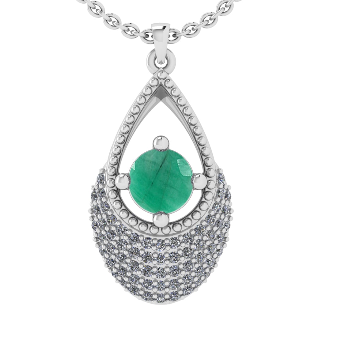 0.80 Ctw VS/SI1 Emerald and Diamond 14k white Gold Engagement Ring: Center Stone Weight :-0.50 Ctw ( Round Cut) Center Stone Color :-Emerald Center Stone Setting : Prong Side Diamond Weight Of Ctw :- 0.30 Ctw Color : J-K Clarity : VS/SI1 Daimond Setting : Prong Metal 