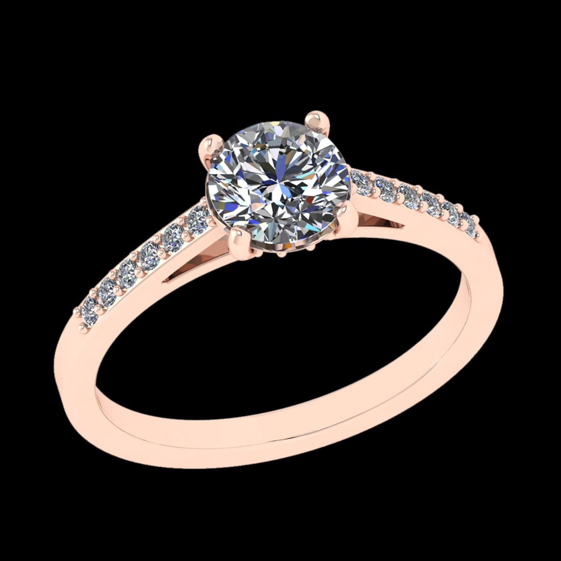 1.06 Ctw VS/SI1 Diamond Prong Set 18k Rose Gold Engagement Ring (ALL DIAMON: Center Daimond Weight :-0.84 Ctw ( Round Cut) Color : G-H Clarity : VS/SI1 Side Diamond Weight Of Ctw 0.22 Ctw Color : G-H Clarity : VS/SI1 Daimond Setting : Prong Metal Weight : Approx 3.95 gram 18k 