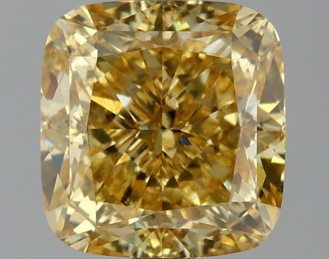 2.06ct Cushion Square Cut Lab Grown Diamond: IGI CertifiedCushion SquareCut Loose Diamond (LAB GROWN) - Weight:2.06 ctw; Color: Fancy Vivid Yellow; Clarity: VS1 #3SS99128v15