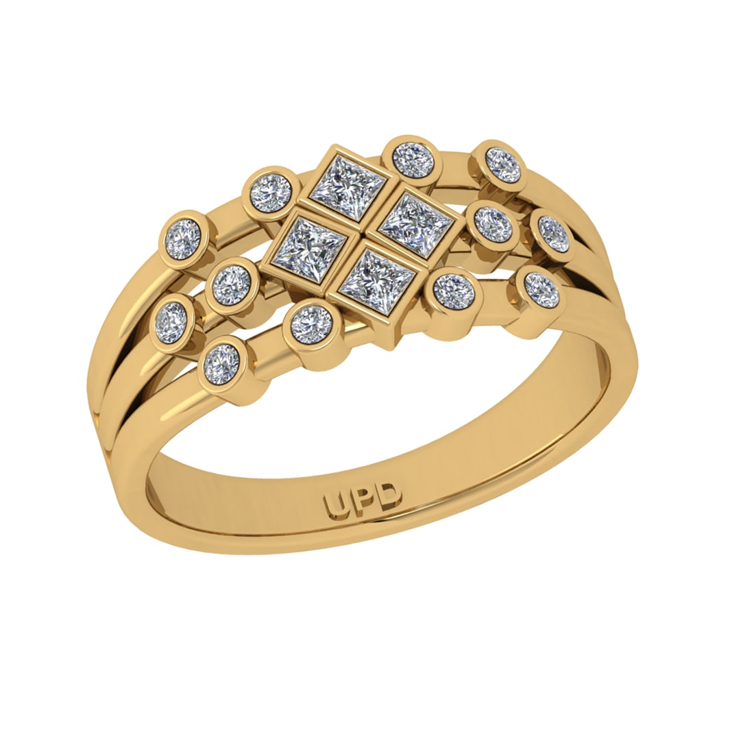 0.42 Ctw VS/SI1 Diamond Prong Set 14k Yellow Gold Engagement Ring (ALL DIAM: Total Daimond Weight :-0.42 Ctw Color : G-H Clarity : VS/SI1 Setting : Prong Metal Weight : Approx 4.45 gram 14k Yellow Gold Engagement Ring Current Ring Size 7 (ALL DIAMOND ARE LAB GROWN )