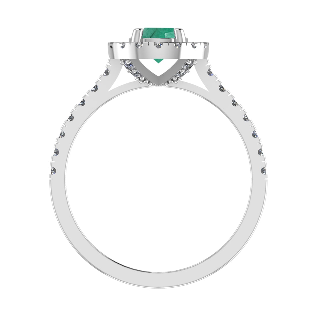 0.92 Ctw VS/SI1 Emerald and Diamond 14k white Gold Engagement Ring (ALL DIA: Center Stone Weight :-0.50 Ctw ( Round Cut) Center Stone Color :-Emerald Center Stone Setting : Prong Side Diamond Weight Of Ctw :- 0.42 Ctw Color : J-K Clarity : VS/SI1 Daimond Setting : Prong Metal 