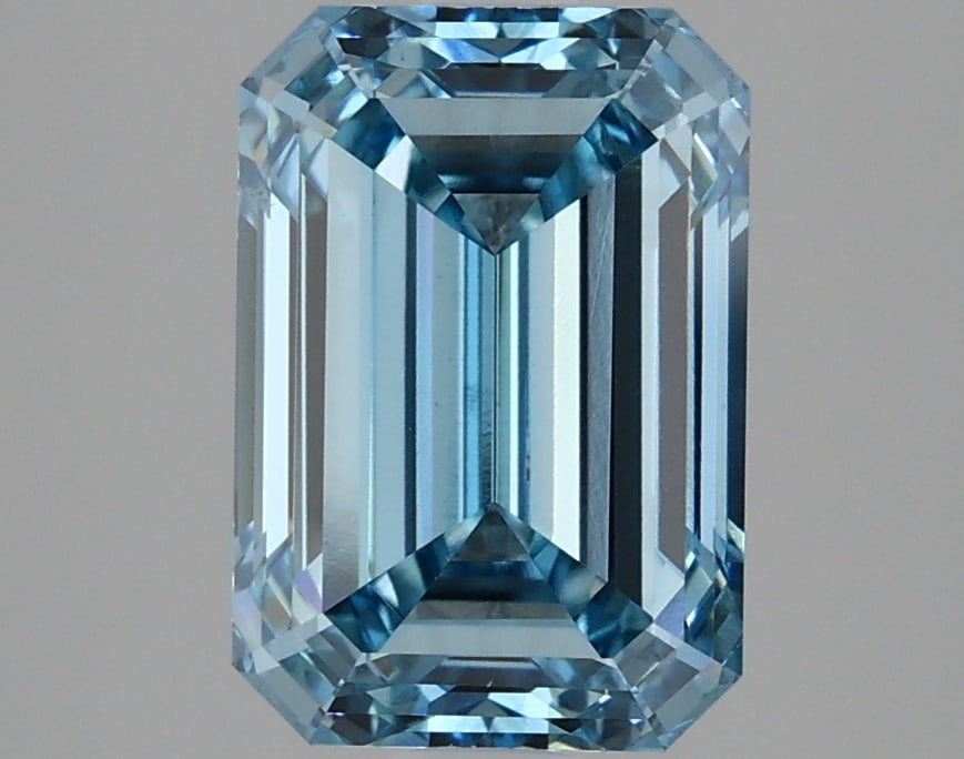 3.15 ctw. VS2 IGI Certified Emerald Cut Loose Diamond (LAB GROWN): IGI Certified Em Cut Loose Diamond (LAB GROWN) - Weight :- 3.15 ctw; Color :- Fancy Vivid Blue; Clarity :-VS2 #3SS24136v15