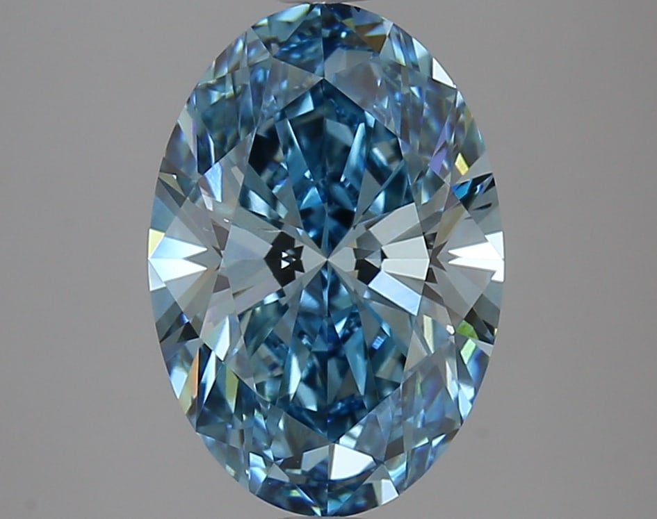 3.31ct Oval Cut Lab Grown Diamond: IGI CertifiedOvalCut Loose Diamond (LAB GROWN) - Weight:3.31 ctw; Color: Fancy Vivid Blue; Clarity: VS2 #3SS98918v15