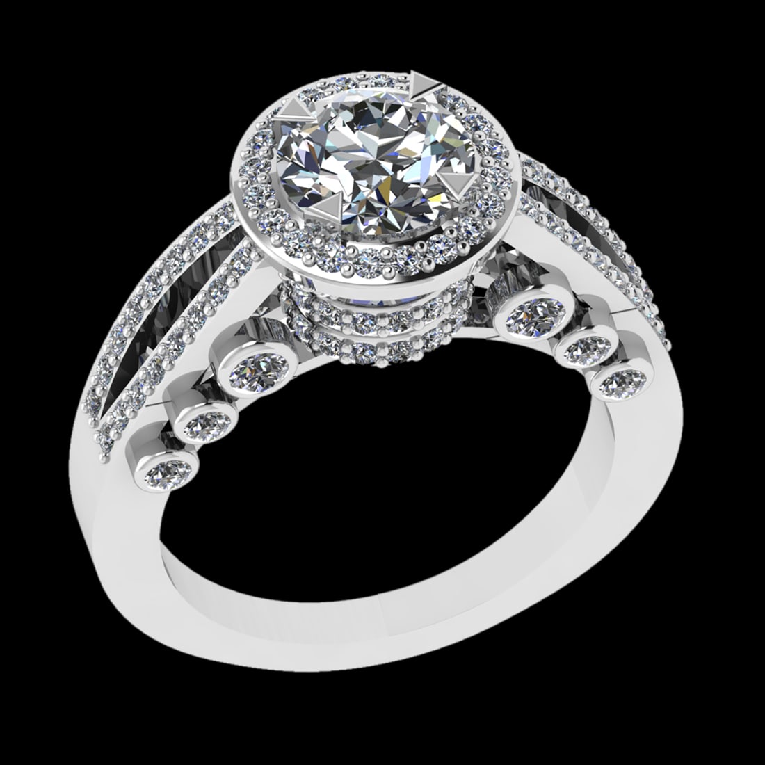 2.31 Ctw VS/SI1 (ALL DIAMOND ARE LAB GROWN ) Diamond 10k white Gold Engagem: Center Daimond Weight :-1.25 Ctw ( Round Cut) Color : J-K Clarity : VS/SI1 (ALL DIAMOND ARE LAB GROWN ) Side Diamond Weight Of Ctw 1.06 Ctw Color : J-K Clarity : VS/SI1 (ALL DIAMOND ARE LAB GROWN ) Da