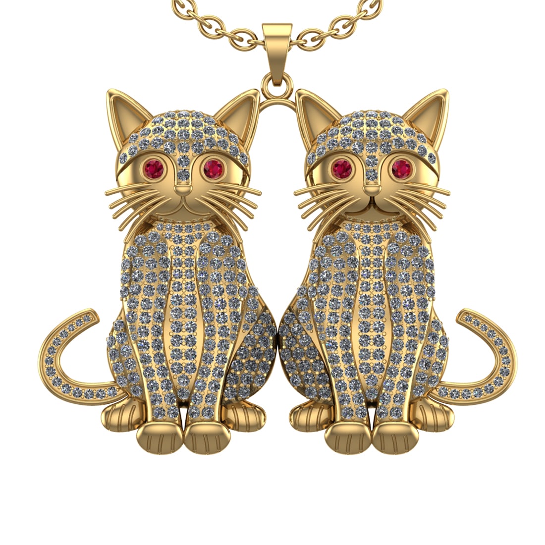 7.10 Ctw VS/SI1 Diamond 14k Yellow Gold Creature theme Pandant (ALL DIAMOND: Eye stone Weight :- 0.27 ctw Eye Stone Color :- Ruby Setting : Prong Total Daimond Weight :-6.83 Ctw Color : G-H Clarity : VS/SI1 Setting : Prong Metal Weight : Approx 65.51 gram 14k Yellow Gold