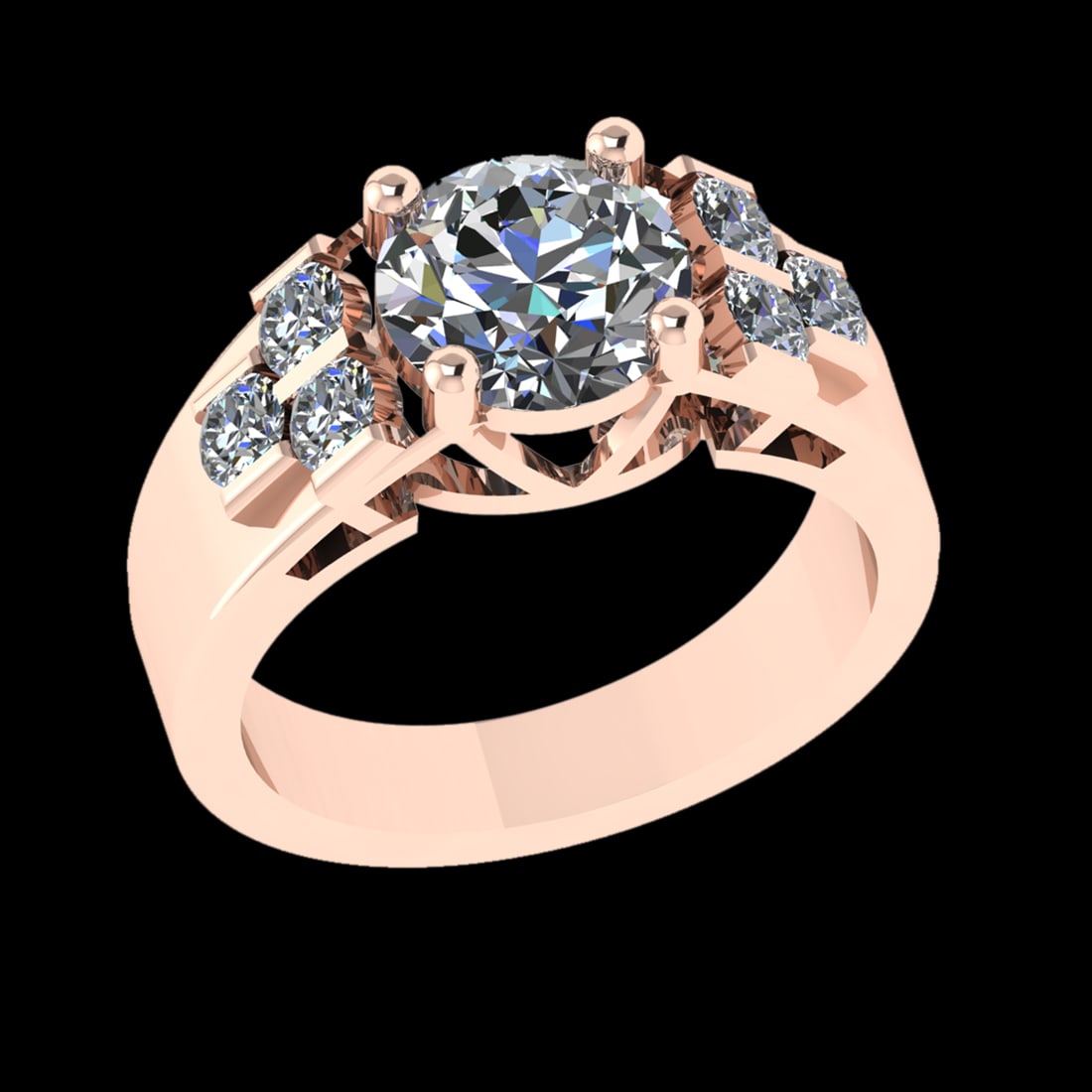 2.66 Ctw VS/SI1 Diamond 10k Rose Gold Engagement Ring (ALL DIAMOND ARE LAB: Center Daimond Weight :-2.00 Ctw ( Round Cut) Color : J-K Clarity : VS/SI1 Side Diamond Weight Of Ctw 0.66 Ctw Color : J-K Clarity : VS/SI1 Daimond Setting : Prong Metal Weight : Approx 6.06 gram 10k 