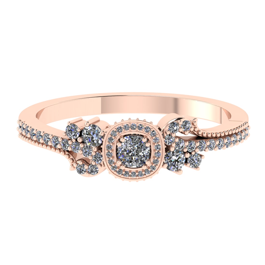 0.52 Ctw VS/SI1 Diamond Prong Set 14K Rose Gold Engagement Ring: Center Diamond Weight :-0.10 Ctw ( ROUND ) Color :- J-K Clarity : VS/SI1 Center Stone Setting : Prong Side Diamond Weight Of Ctw 0.42 Ctw Color : J-K Clarity : VS/SI1 Stone Setting : Prong Metal