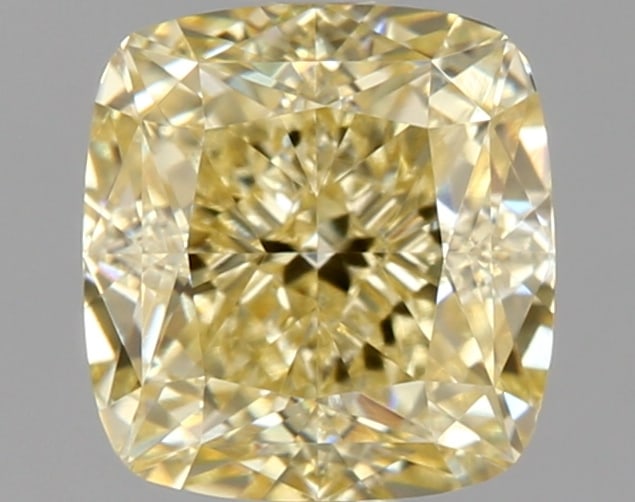1.57 ctw. VVS2 IGI Certified Cushion Q Cut Loose Diamond (LAB GROWN): IGI Certified Cusq Cut Loose Diamond (LAB GROWN) - Weight :- 1.57 ctw; Color :- Fancy Intense Yellow; Clarity :-VVS2 #3SS23942v15