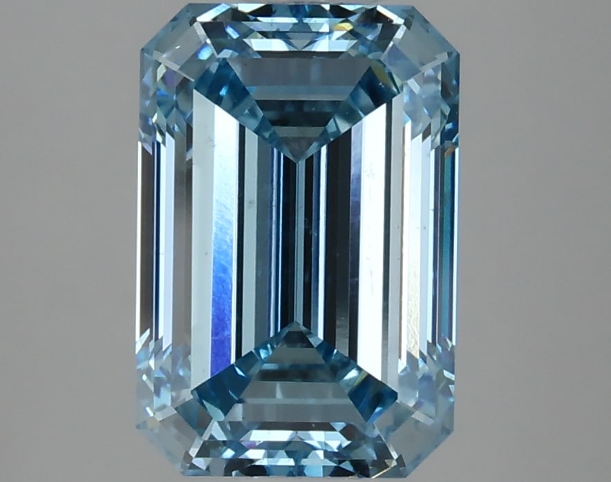 3.21ct Emerald Cut Lab Grown Diamond: IGI CertifiedEmeraldCut Loose Diamond (LAB GROWN) - Weight:3.21 ctw; Color: Fancy Vivid Blue; Clarity: VS2 #3SS98777v15