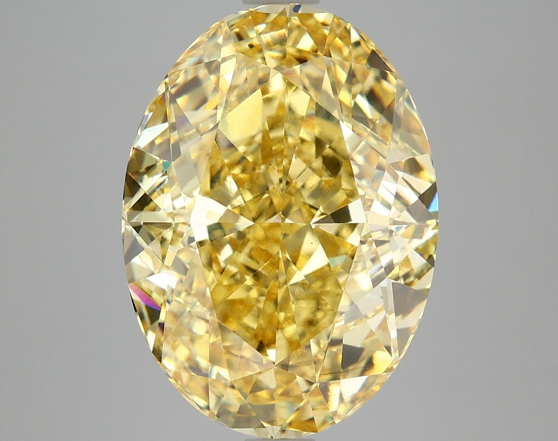 9.1ct Oval Cut Lab Grown Diamond: IGI CertifiedOvalCut Loose Diamond (LAB GROWN) - Weight:9.1 ctw; Color: Fancy Intense Yellow; Clarity: VS2 #3SS98906v15