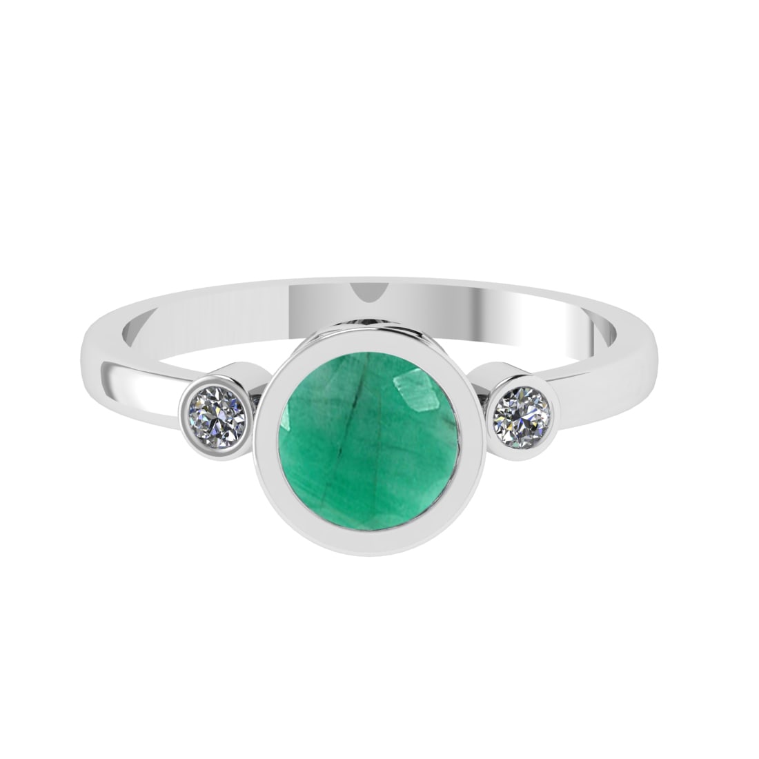 0.91 Ctw VS/SI1 Emerald and Diamond 14k white Gold Engagement Ring (ALL DIA: Center Stone Weight :-0.84 Ctw ( Round Cut) Center Stone Color :-Emerald Center Stone Setting : Prong Side Diamond Weight Of Ctw :- 0.07 Ctw Color : G-H Clarity : VS/SI1 Daimond Setting : Prong Metal 