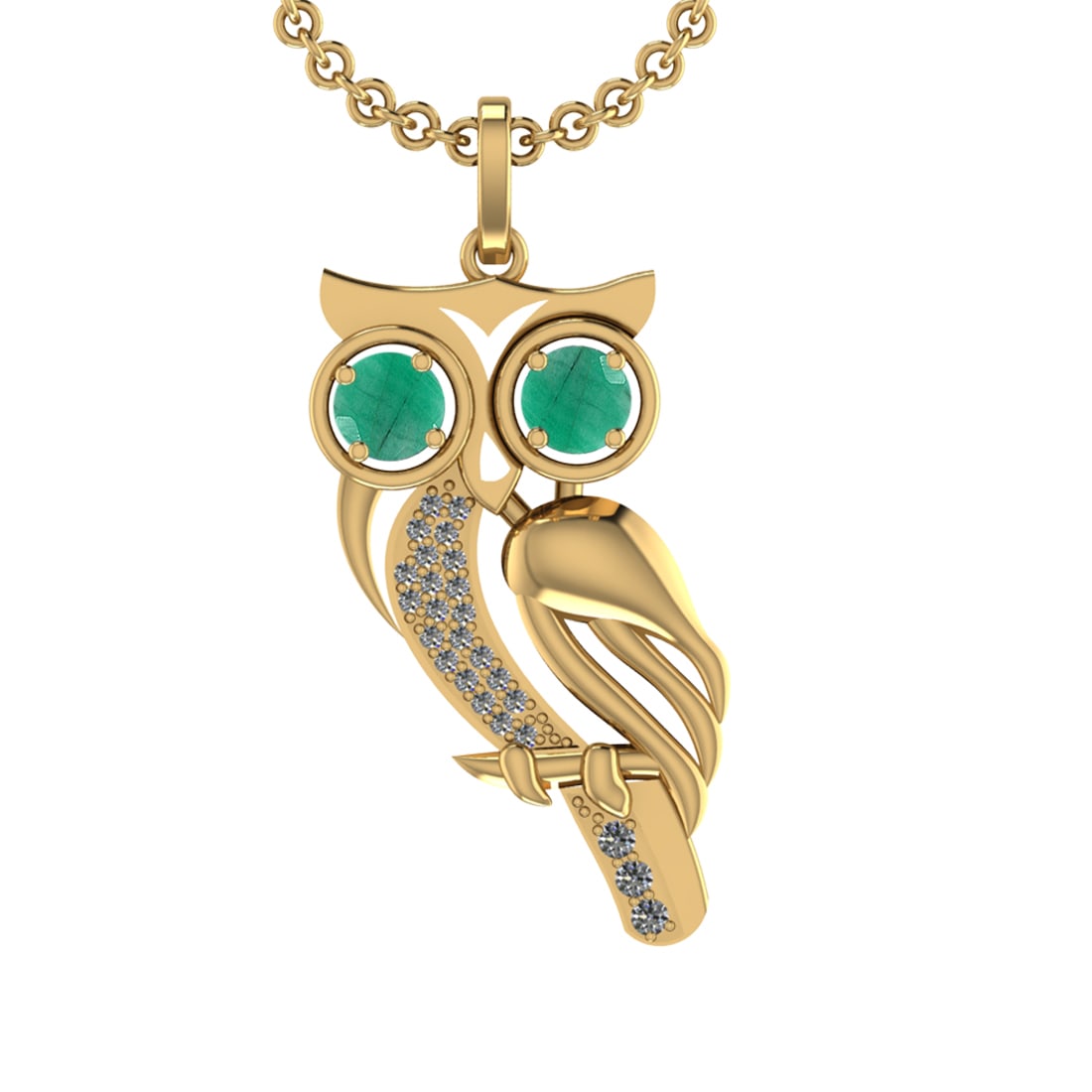 1.75 Ctw VS/SI1 Emerald and Diamond 14K Yellow Gold Pendant (ALL DIAMOND AR: Center Stone Weight :-1.00 Ctw ( 2pec Round Cut) Color :- Emerald Setting : Prong Side Diamond Weight Of Ctw 0.25 Ctw Color : J-K Clarity : VS/SI1 Stone Setting : Prong Metal Weight : Approx 10.50 gra