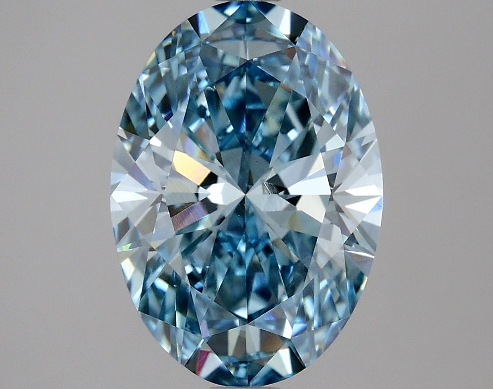 3.07ct Oval Cut Lab Grown Diamond: IGI CertifiedOvalCut Loose Diamond (LAB GROWN) - Weight:3.07 ctw; Color: Fancy Vivid Blue; Clarity: VS1 #3SS98883v15