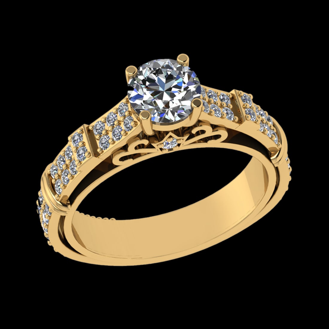 1.28 Ctw VS/SI1 (ALL DIAMOND ARE LAB GROWN ) Diamond 10k Yellow Gold Engage: Center Daimond Weight :-0.84 Ctw ( Round Cut) Color : J-K Clarity : VS/SI1 (ALL DIAMOND ARE LAB GROWN ) Side Diamond Weight Of Ctw 0.44 Ctw Color : J-K Clarity : VS/SI1 (ALL DIAMOND ARE LAB GROWN ) Da