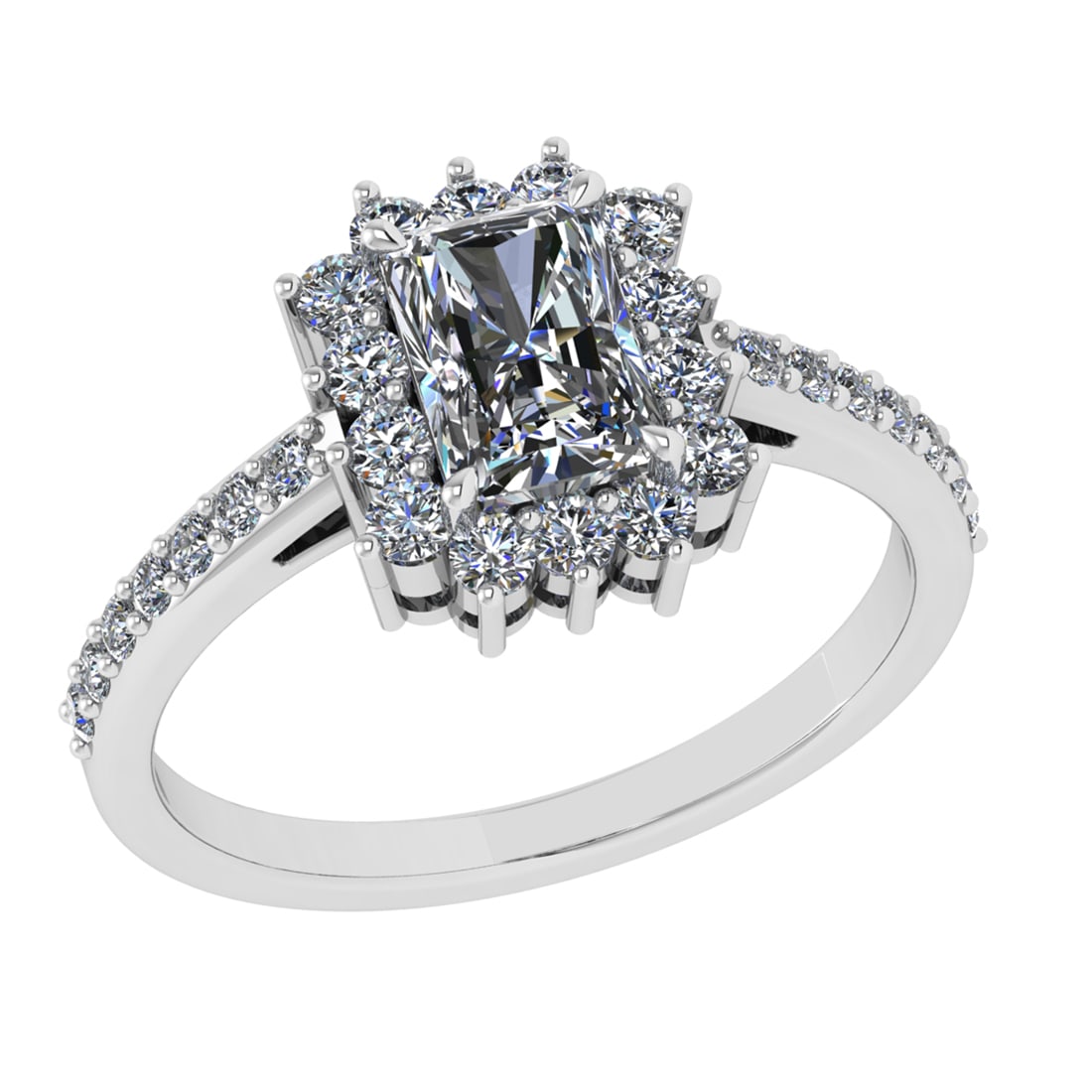 2.04 Ctw SI1/SI2 Diamond 14k white Gold Engagement Ring (ALL DIAMOND ARE LA: Center Daimond Weight :-1.20 Ctw ( Emerald Cut) Color : G-H Clarity : SI1/SI2 Side Diamond Weight Of Ctw 0.84 Ctw Color : G-H Clarity : SI1/SI2 Daimond Setting : Prong Metal Weight : Approx 4.68 gram 