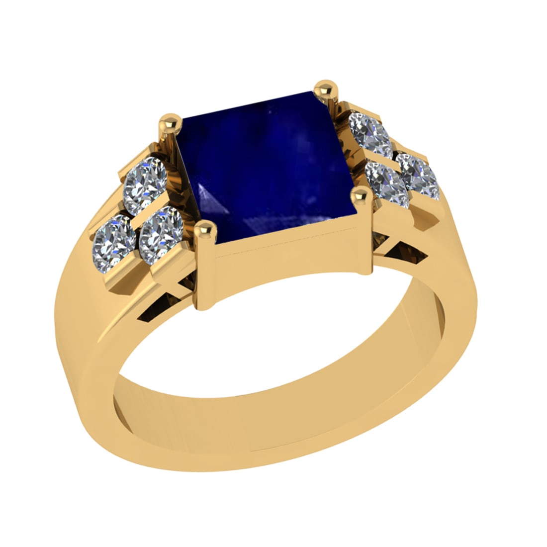 3.66 Ctw VS/SI1 Blue Sapphire and Diamond 14k Yellow Gold Engagement Ring (: Center Stone Weight :-3.00 Ctw ( Princess Cut) Center Stone Color :-Blue Sapphire Center Stone Setting : Prong Side Diamond Weight Of Ctw :- 0.66 Ctw Color : J-K Clarity : VS/SI1 Daimond Setting : Pro