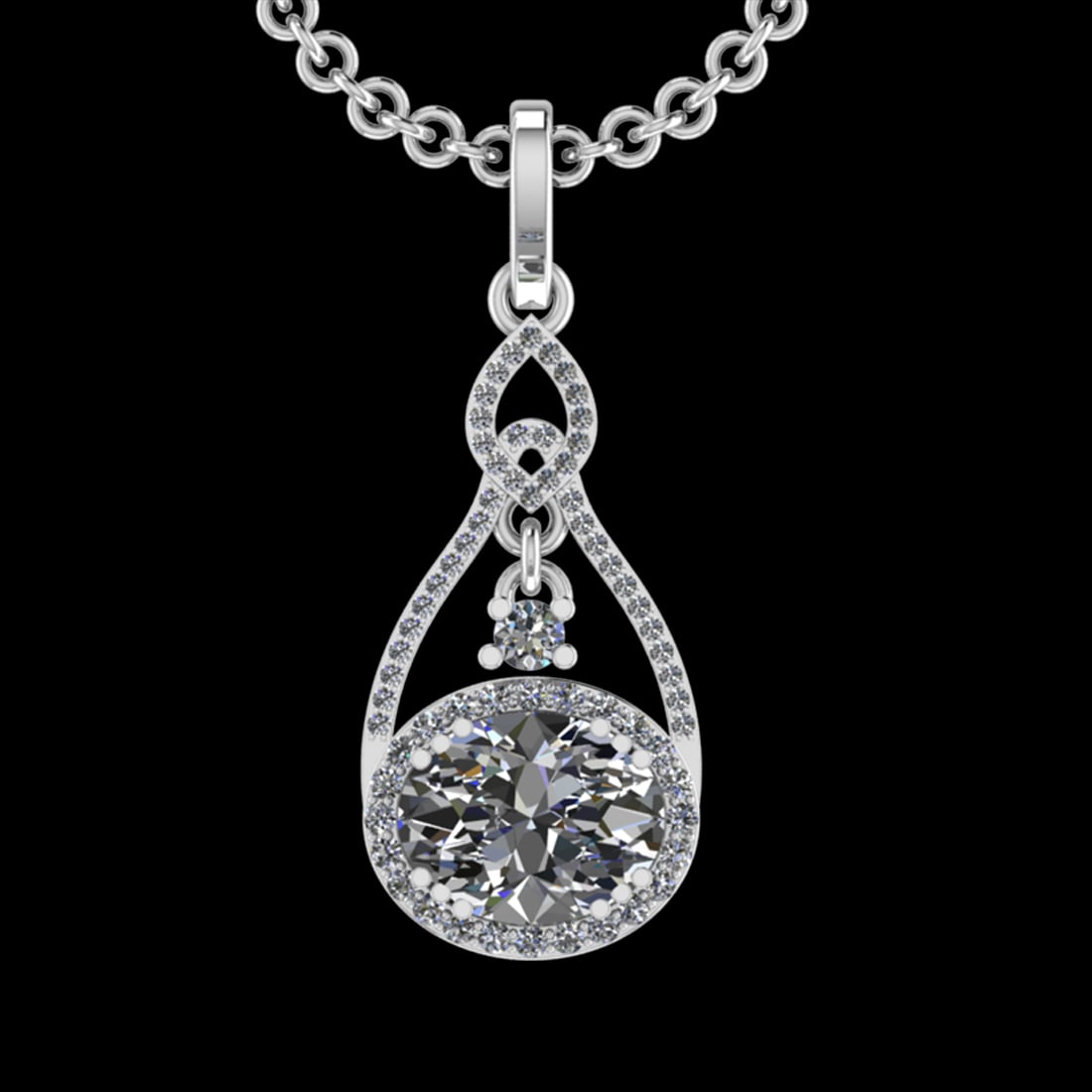 3.43 Ctw VS/SI1 Diamond 10k white Gold Christmas Theme Pandant (ALL DIAMOND: Center Daimond Weight :-2.88 Ctw ( Oval Cut) Color : G-H Clarity : VS/SI1 Side Diamond Weight Of Ctw 0.55 Ctw Color : G-H Clarity : VS/SI1 Daimond Setting : Prong Metal Weight : Approx 4.46 gram 10k