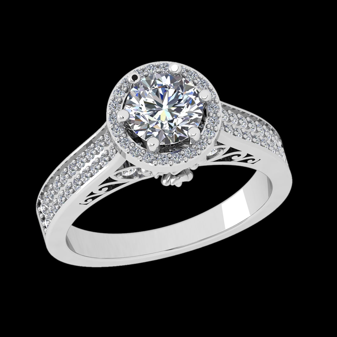 1.58 CtwVS/SI1 Diamond 10k white Gold Engagement Ring: Center Daimond Weight :-1.00 Ctw ( Round Cut) Color : j-k Clarity : VS/SI1 Side Diamond Weight Of Ctw 0.58 Ctw Color : j-k Clarity : VS/SI1 Daimond Setting : Prong Metal Weight : Approx 6.80 gram 10k 