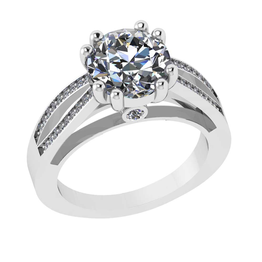 2.75 Ctw VS/SI1 Diamond 14K White Gold Vintage Style Engagement Ring: Center Diamond Weight : 2.50 Ctw (Round Cut) Center Color :-G-H Center Stone Clarity :- VS/SI1 Center Stone Setting : Prong Side Stone Weight Of Ctw 0.25 Ctw Side Stone Color : G-H Stone Clarity : VS/