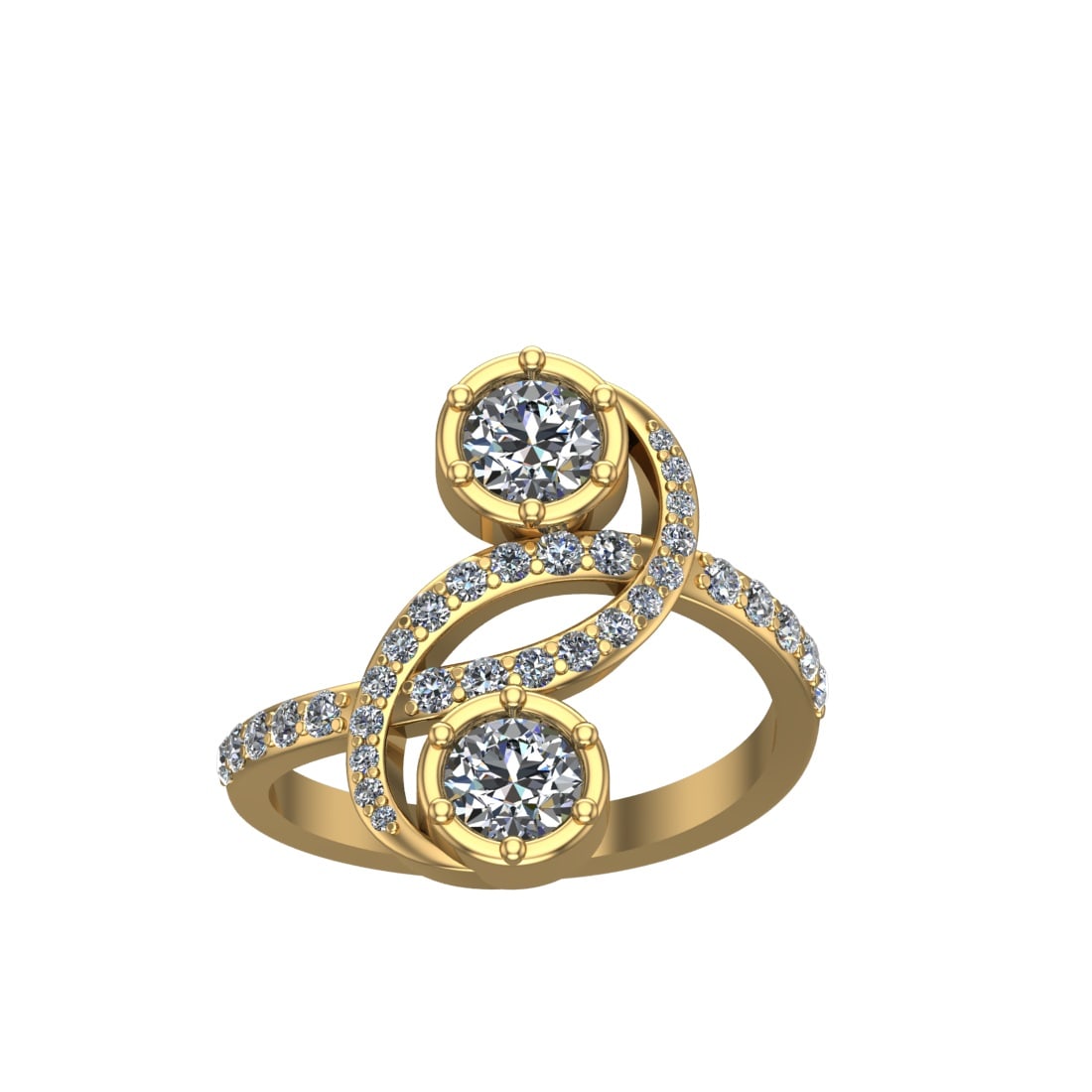 1.56 Ctw SI2/SI1 Diamond Prong Set 14K Yellow Gold Toi et Moi Two-Stone Eng: Center Daimond Weight :-1.00 Ctw ( Round Cut) Color : G-H Clarity : SI2/SI1 Side Diamond Weight Of Ctw 0.56 Ctw Color : G-H Clarity : SI2/SI1 Daimond Setting : Prong Metal Weight : Approx 4.90 gram