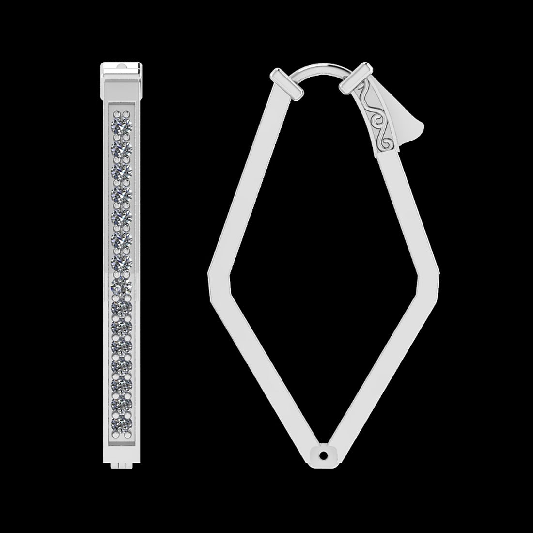 0.96 Ctw VS/SI1 Diamond 14K White Gold Hoop Earrings (ALL DIAMOND ARE LAB G: Center Diamond Weight : 0.96 Ctw (Round Cut) Center Diamond Color :- J-K Center Clarity : VS/SI1 Stone Setting : Prong 14K White Gold Hoop Earrings (ALL DIAMOND ARE LAB GROWN ) Size:-1.20Inch (ALL
