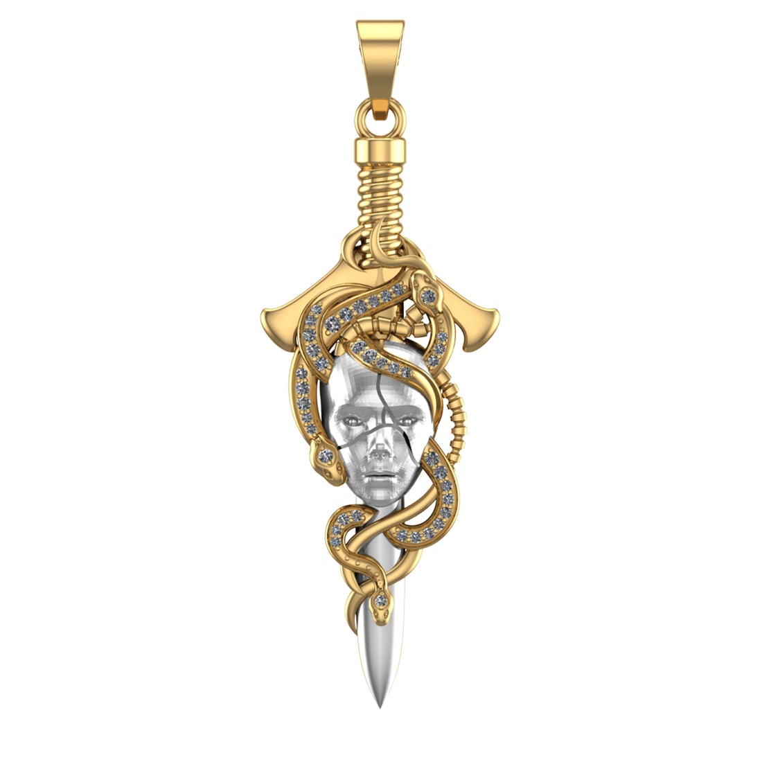 0.25 Ctw VS/SI1 Diamond 14k Yellow Gold skull theme Two Tone Pendant (ALL D: Total Daimond Weight :-0.25 Ctw Color : J-K Clarity : VS/SI1 Setting : Prong Metal Weight : Approx 19.88 gram 14k Yellow Gold skull theme Two Tone Pendant (ALL DIAMOND ARE LAB GROWN ) #3SS65072v15