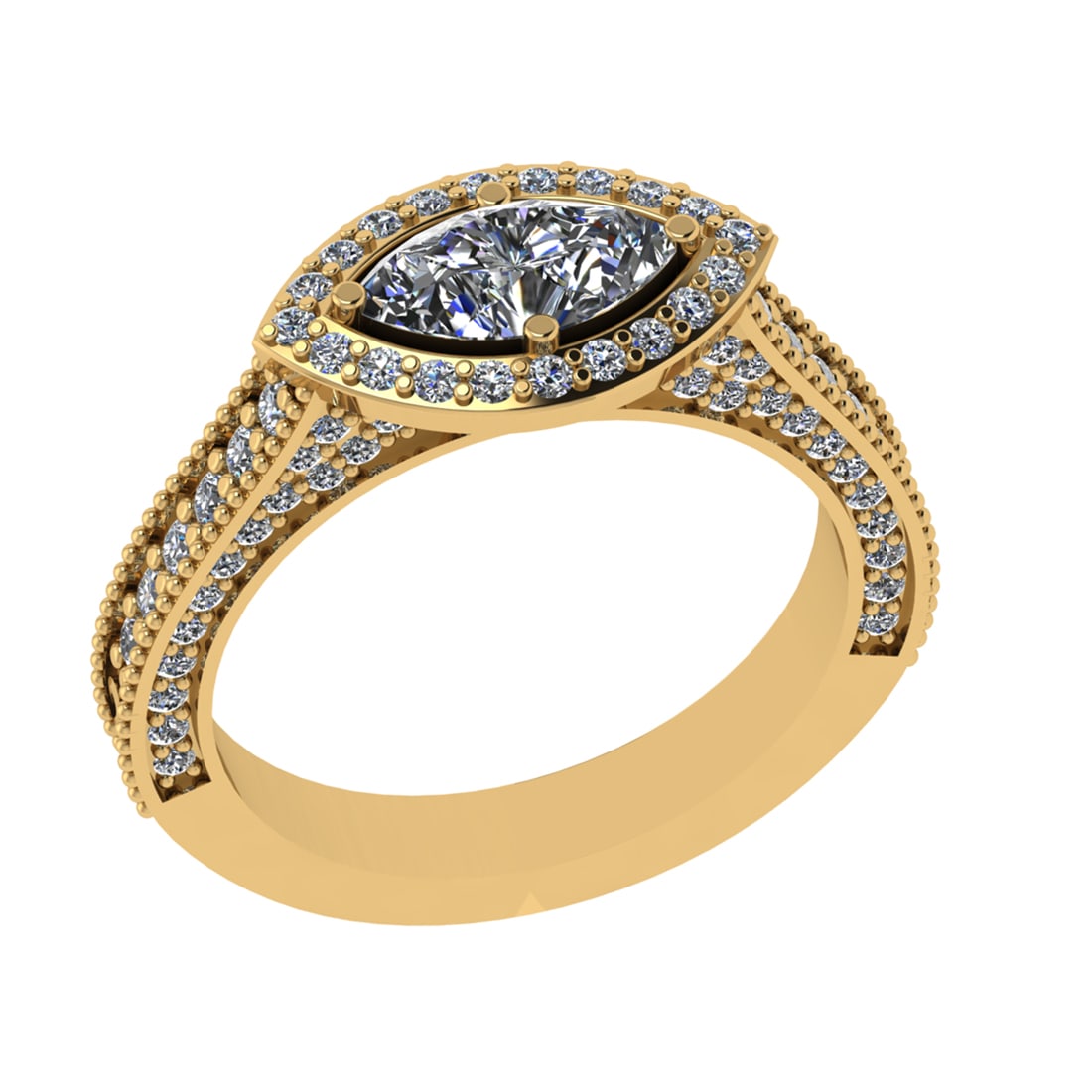 1.90 Ctw SI2/SI1 Diamond 14K Yellow Gold Engagement Ring (ALL DIAMOND ARE L: Center Diamond Weight :-1.00 Ctw ( Marquise cut) Color :- G-H Clarity : SI2/SI1 Center Stone Setting : Prong Side Diamond Weight Of Ctw 0.90 Ctw Color : G-H Clarity : SI2/SI1 Stone Setting : Prong Met