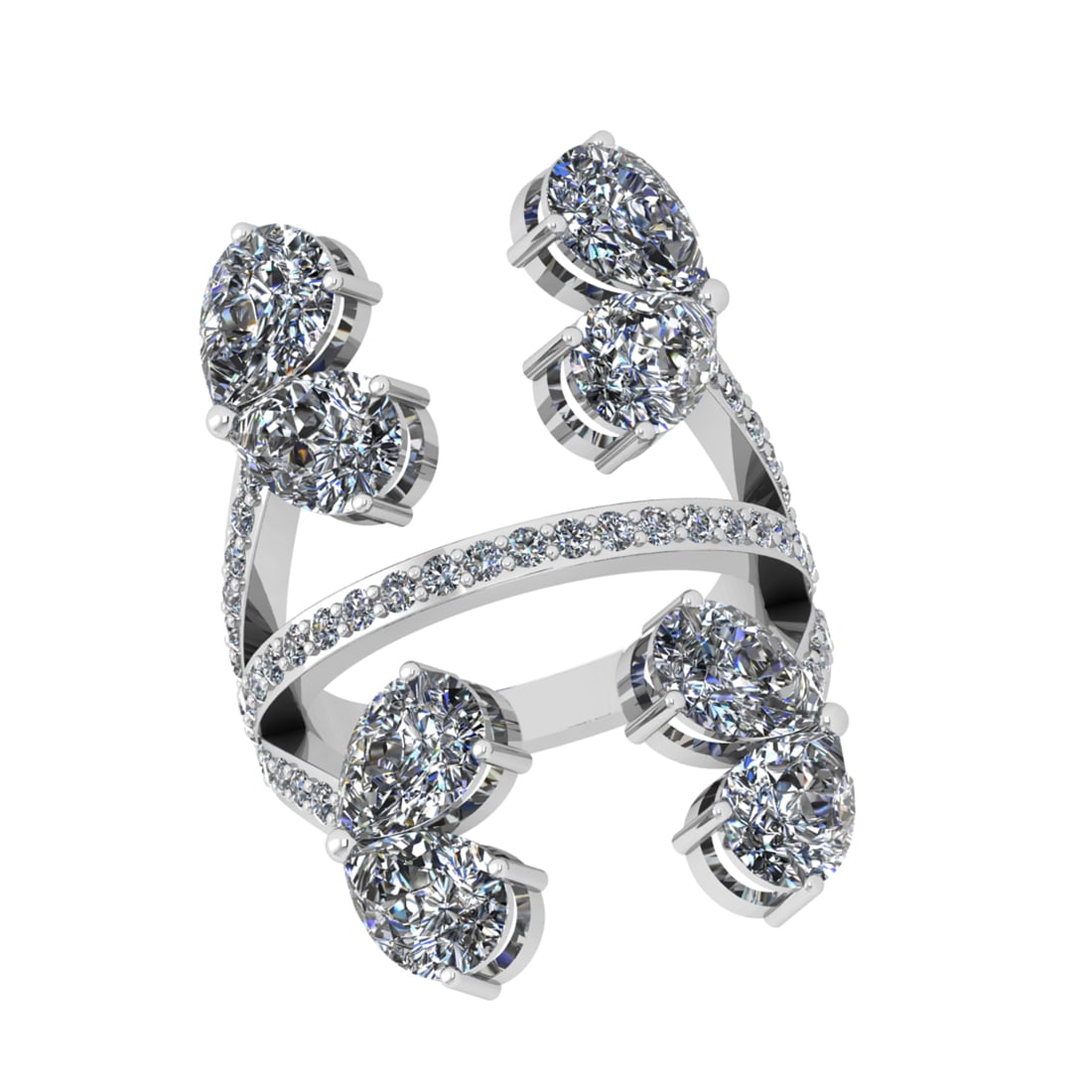 6.73 Ctw SI2/SI1 Diamond Prong Set 14k white Gold Engagement Ring: Center Daimond Weight :-6.00 Ctw ( Pear Cut) Color : G-H Clarity : SI2/SI1 Side Diamond Weight Of Ctw 0.73 Ctw Color : G-H Clarity : SI2/SI1 Daimond Setting : Prong Metal Weight : Approx 6.64 gram 14k