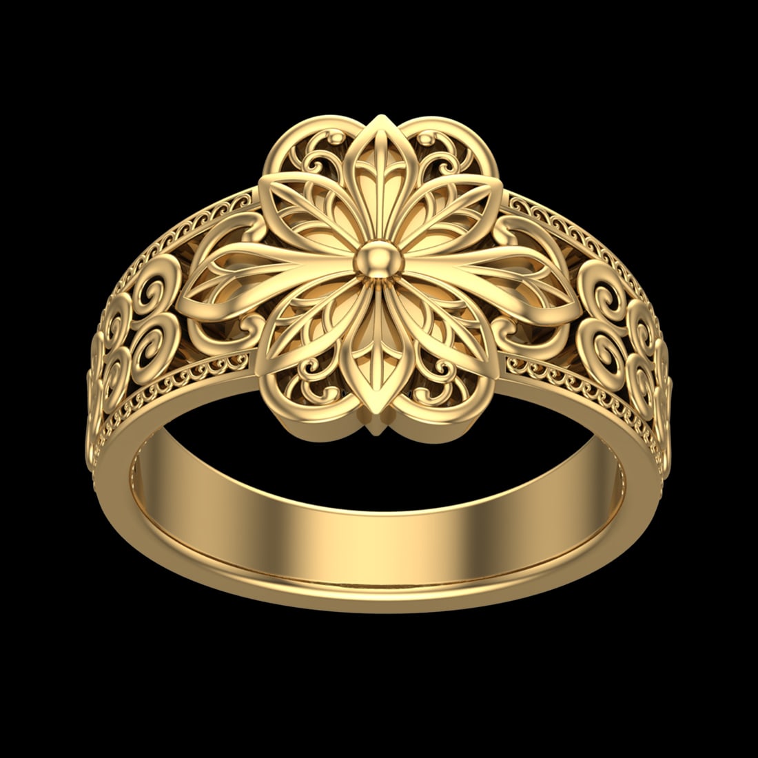 Flower Sophisticated Filigree theme 10k Yellow Gold Engagement?Ring (ALL DI: Flower Sophisticated Filigree theme Gold Weight Approx :- 4.50 gram 10k Yellow Gold?Engagement?Ring (ALL DIAMOND ARE LAB GROWN #3SS65704v15