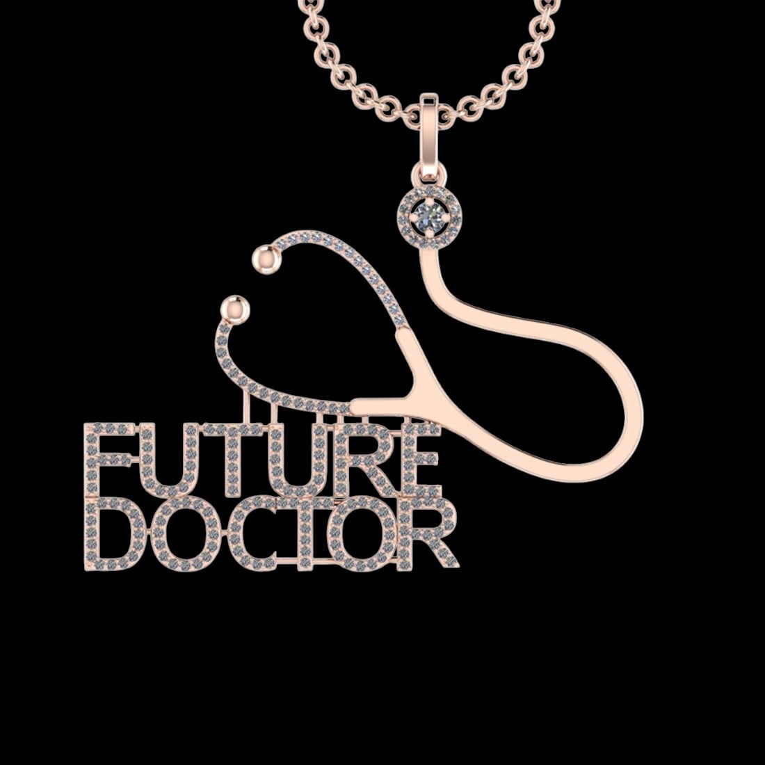 1.52 Ctw VS/SI1 Diamond 10K Rose Gold Veterinary Doctor theme Pendant (ALL (1 of 1)