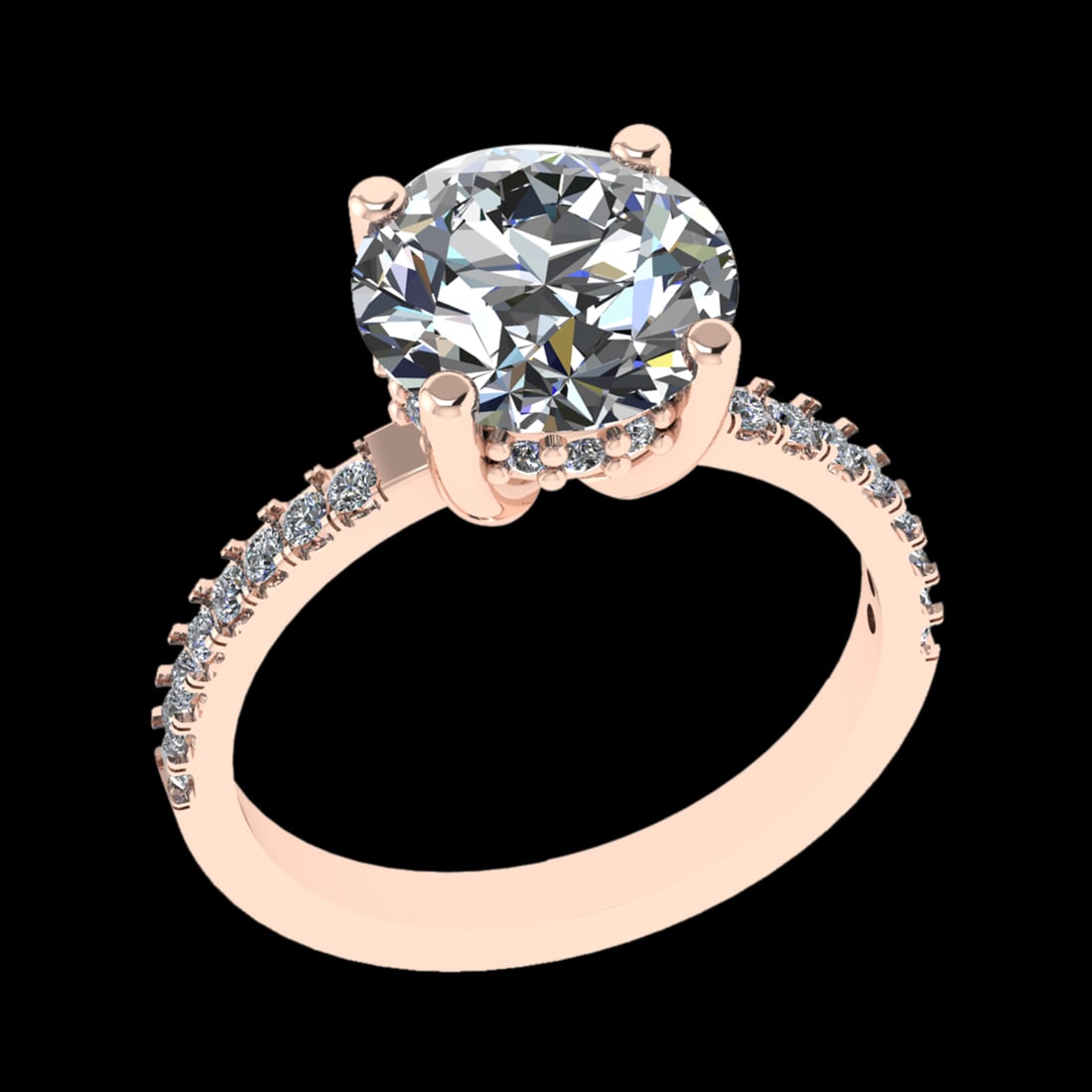 3.13 Ctw SI1/SI2 Diamond 10k Rose Gold Engagement Ring (ALL DIAMOND ARE LAB: Center Daimond Weight :-2.80 Ctw ( Round Cut) Color : J-K Clarity : SI1/SI2 Side Diamond Weight Of Ctw 0.33 Ctw Color : J-K Clarity : SI1/SI2 Daimond Setting : Prong Metal Weight : Approx 3.53 gram 10