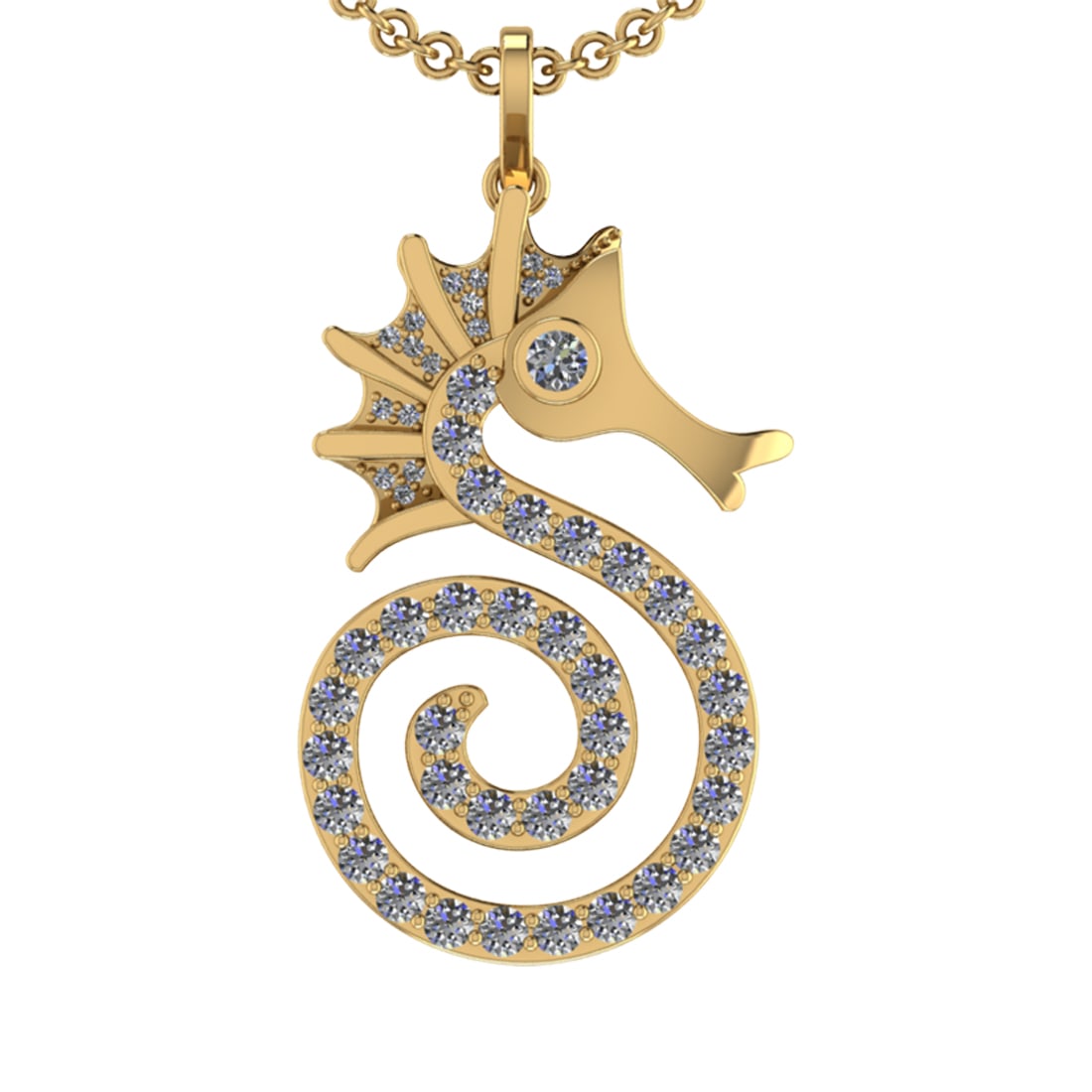 2.56 Ctw VS/SI1 Diamond Prong Set 14k Yellow Gold Creature Pandant (ALL DIA: Center Daimond Weight :-0.11 Ctw ( Round Cut) Color : G-H Clarity : VS/SI1 Side Diamond Weight Of Ctw 2.45 Ctw Color : G-H Clarity : VS/SI1 Daimond Setting : Prong Metal Weight : Approx 7.30 gram 14k