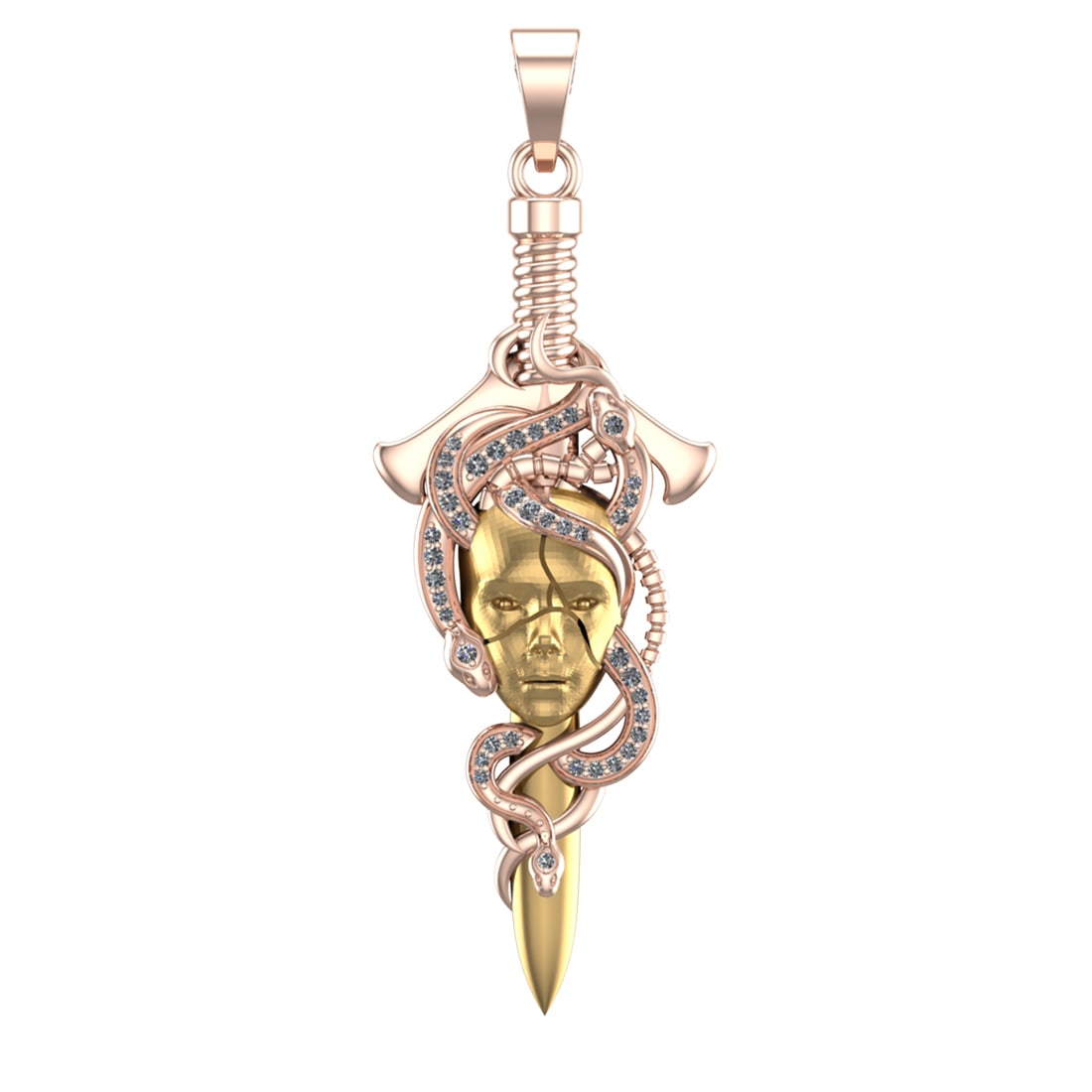 0.25 Ctw VS/SI1 Diamond 14k Rose Gold skull theme Two Tone Pendant (ALL DIA (1 of 1)