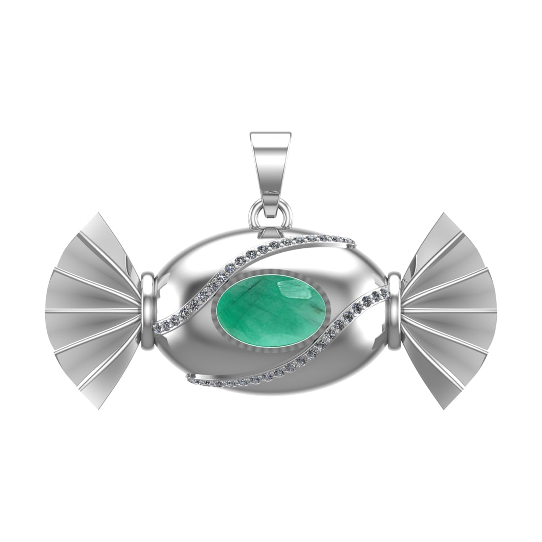 4.94 Ctw VS/SI1 Emerald and Diamond 14k white Gold Pandant (ALL DIAMOND ARE: Center Stone Weight :-4.50 Ctw ( Oval Cut) Center Stone Color :-Emerald Center Stone Setting : Prong Side Diamond Weight Of Ctw :- 0.44 Ctw Color : J-K Clarity : VS/SI1 Daimond Setting : Prong Metal
