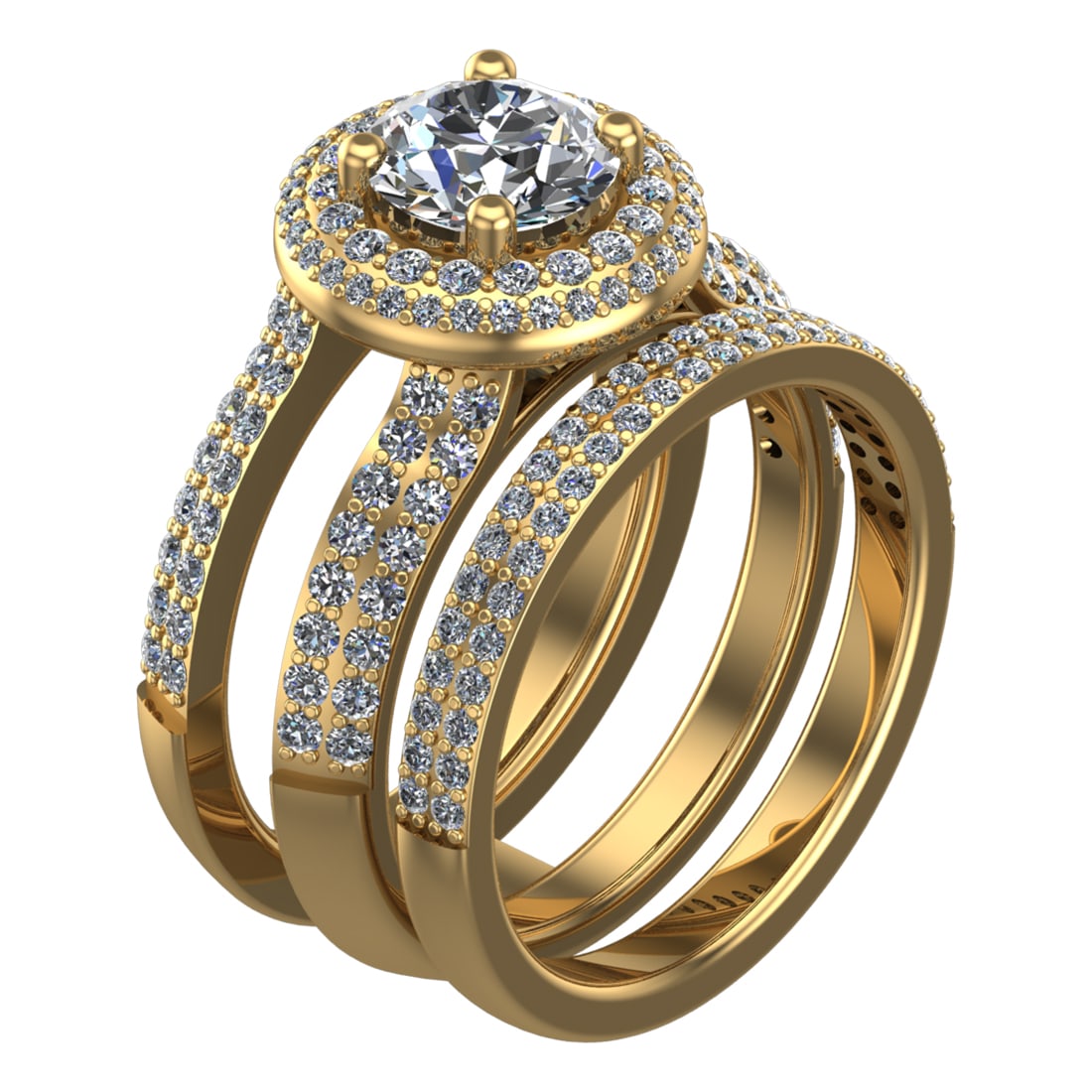 3.21 Ctw SI1/SI2 Diamond 14k Yellow Gold Engagement SET Ring (ALL DIAMOND A (1 of 2)