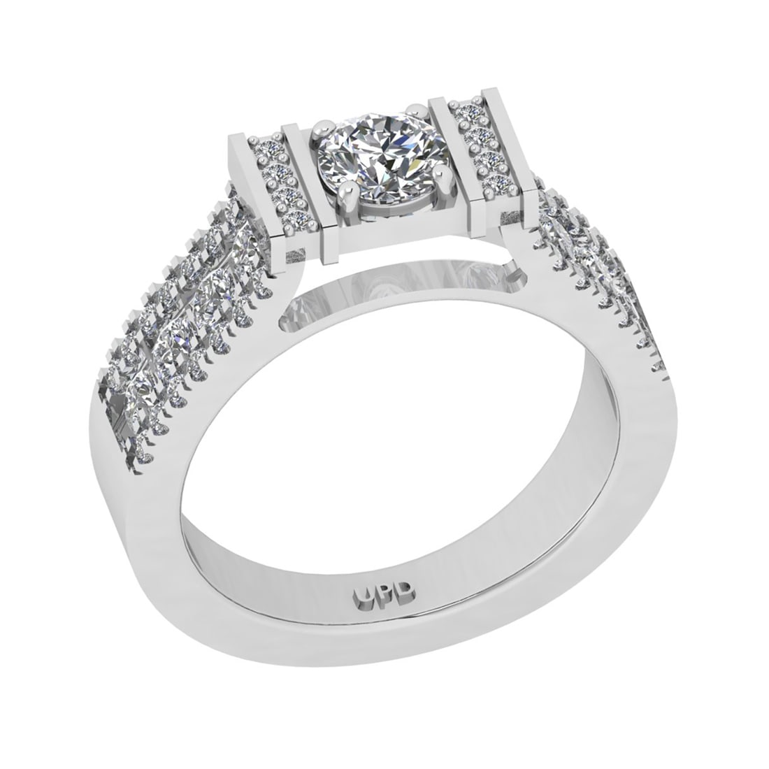 1.36 Ctw VS/SI1 Diamond 10K White Gold Engagement Ring (ALL DIAMOND ARE LAB: Center Diamond Weight : 0.45 Ctw (Round Cut) Color : J-K Clarity : VS/SI1 Setting : Prong Side Weight Of Ctw 0.91 Ctw Color : J-K Clarity : VS/SI1 Stone Setting : Prong Metal Weight : Approx 6.90