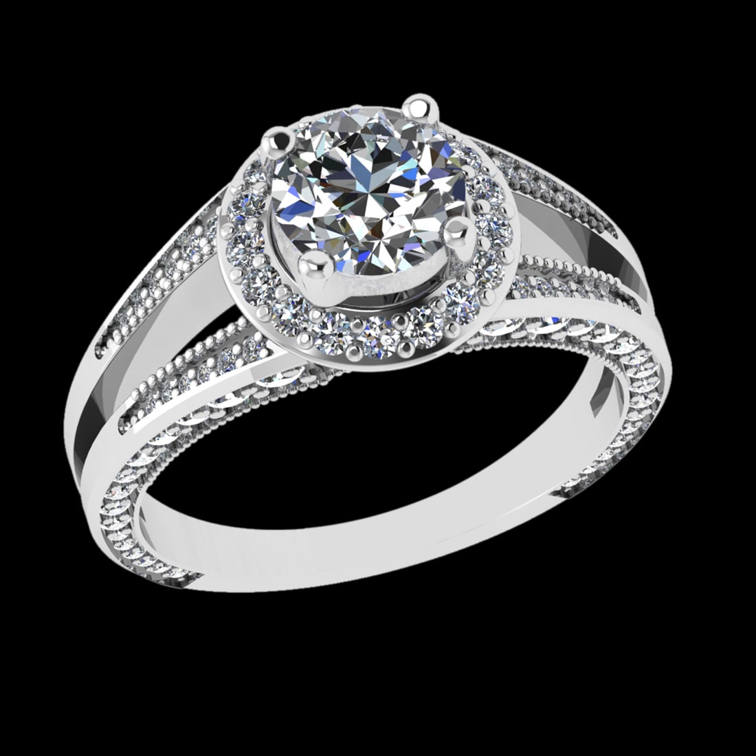 1.50 Ctw VS/SI1 Diamond 18K White Gold Engagement Ring: Center Diamond Weight :- 0.80 Ctw (Round cut) Color :- G-H Clarity : VS/SI1 Center Stone Setting : Prong Side Diamond Weight Of Ctw 0.70 Ctw Color : G-H Clarity : VS/SI1 Stone Setting : Prong Metal We