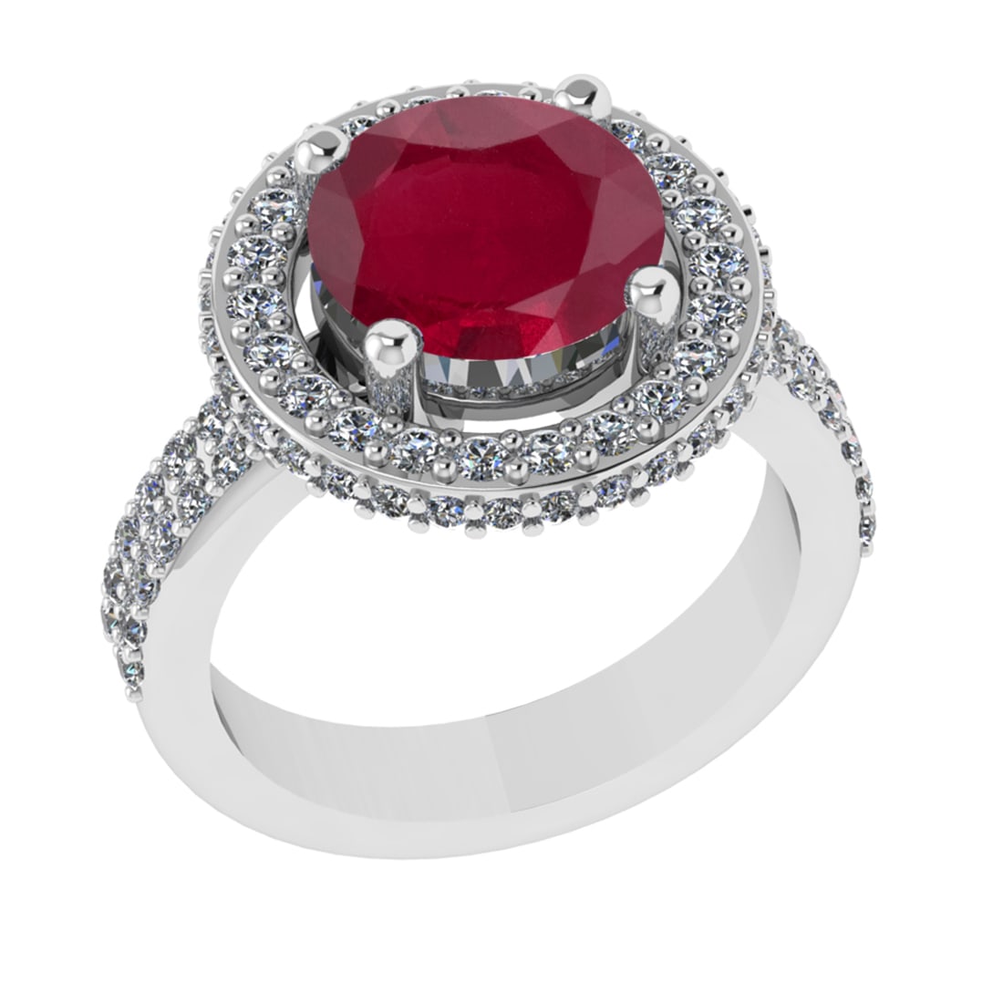 1.07 Ctw VS/SI1 Ruby and Diamond 14k white Gold Engagement Ring (ALL DIAMON: Center Stone Weight :-0.50 Ctw ( Round Cut) Center Stone Color :-Ruby Center Stone Setting : Prong Side Diamond Weight Of Ctw 0.57 Ctw Color : G-H Clarity : VS/SI1 Daimond Setting : Prong Metal Weight