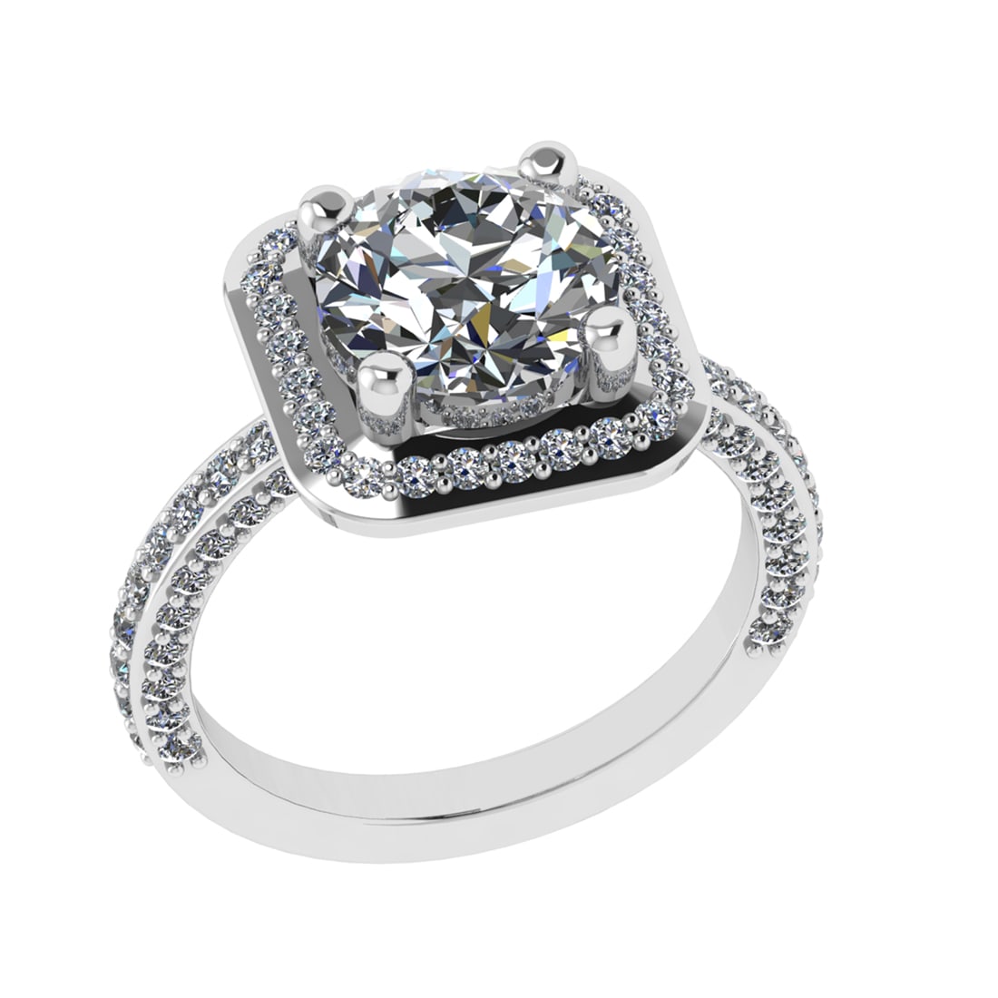 3.10 Ctw SI1/SI2 Diamond 14k white Gold Engagement Ring (ALL DIAMOND ARE LA: Center Daimond Weight :-2.00 Ctw ( Round Cut) Color : G-H Clarity : SI1/SI2 Side Diamond Weight Of Ctw 1.10 Ctw Color : G-H Clarity : SI1/SI2 Daimond Setting : Prong Metal Weight : Approx 4.68 gram 14