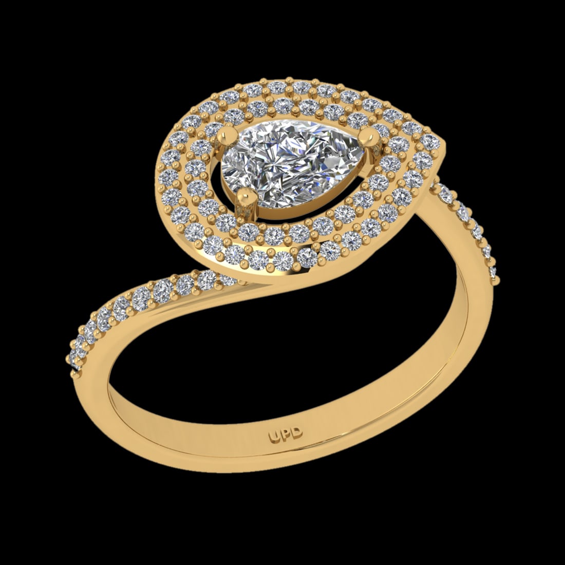 1.13 Ctw VS/SI1 Diamond Prong Set 18K Yellow Gold Engagement Ring: Center Diamond Weight :-:0.75 Ctw ( Pear Cut) Color :- G-H Clarity : VS/SI1 Center Stone Setting : Prong Side Diamond Weight Of Ctw 0.38 Ctw Color : G-H Clarity : VS/SI1 Stone Setting : Prong Metal We