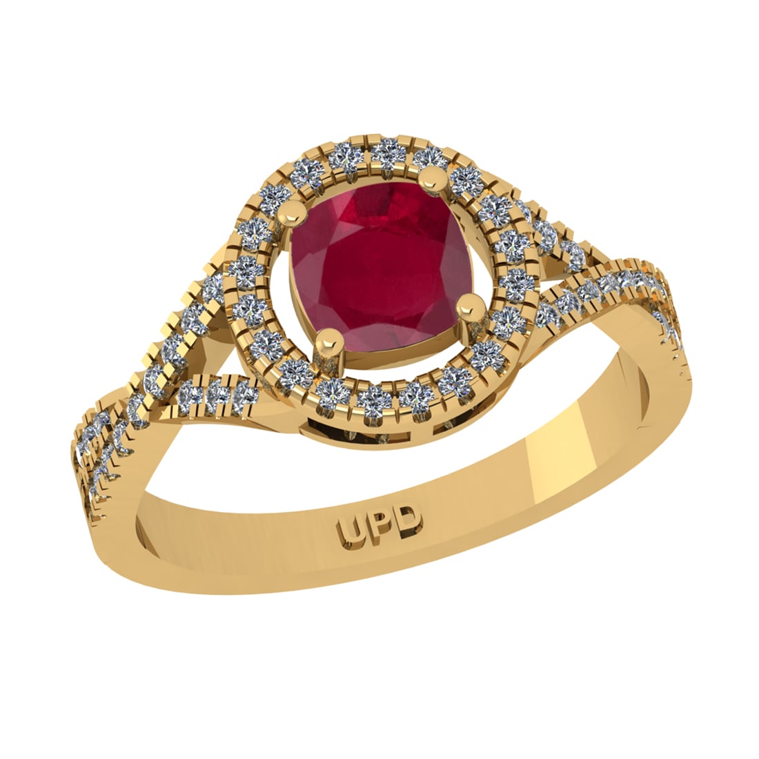 1.65 Ctw VS/SI1 Ruby and Diamond 14k Yellow Gold Engagement Ring (ALL DIAMO: Center Stone Weight :-1.25 Ctw ( Cushion Cut) Center Stone Color :-Ruby Center Stone Setting : Prong Side Diamond Weight Of Ctw :- 0.40 Ctw Color : J-K Clarity : VS/SI1 Daimond Setting : Prong Metal