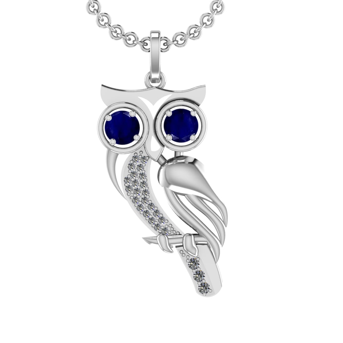 1.75 Ctw VS/SI1 Blue Sapphire and Diamond 14K White Gold Pendant (ALL DIAMO: Center Stone Weight :-1.00 Ctw ( 2pec Round Cut) Color :- Blue Sapphire Setting : Prong Side Diamond Weight Of Ctw 0.25 Ctw Color : J-K Clarity : VS/SI1 Stone Setting : Prong Metal Weight : Approx