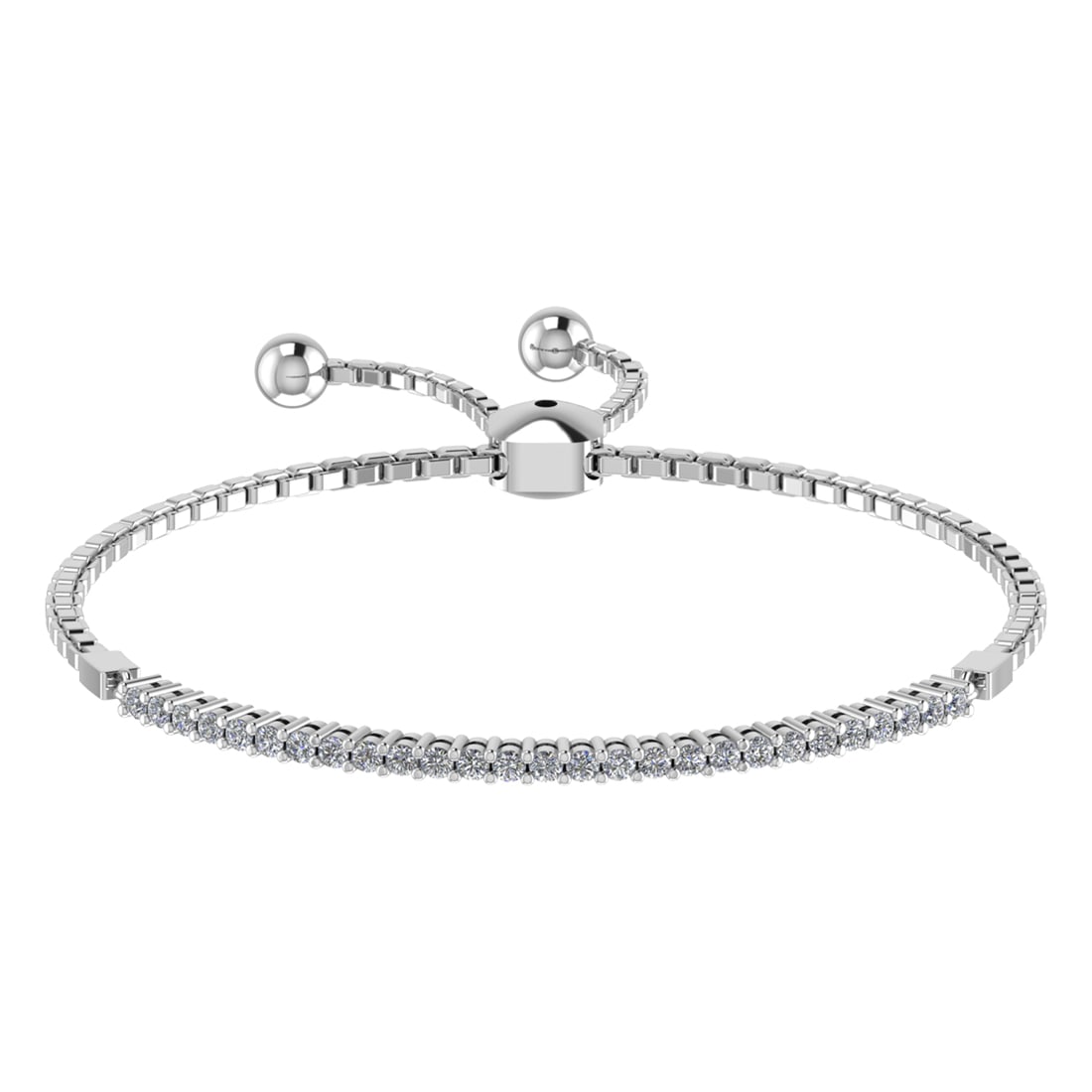 0.45 Ctw SI2/SI1 Diamond Prong Set 14k white Gold Tennis Slide Bracelet: Total Daimond Weight :-0.45 Ctw Color : G-H Clarity : SI2/SI1 Setting : Prong Metal Weight : Approx 5.10 gram 14k White Gold Tennis Slide Bracelet (ALL DIAMOND ARE LAB GROWN ) MJ2675-1.5SB