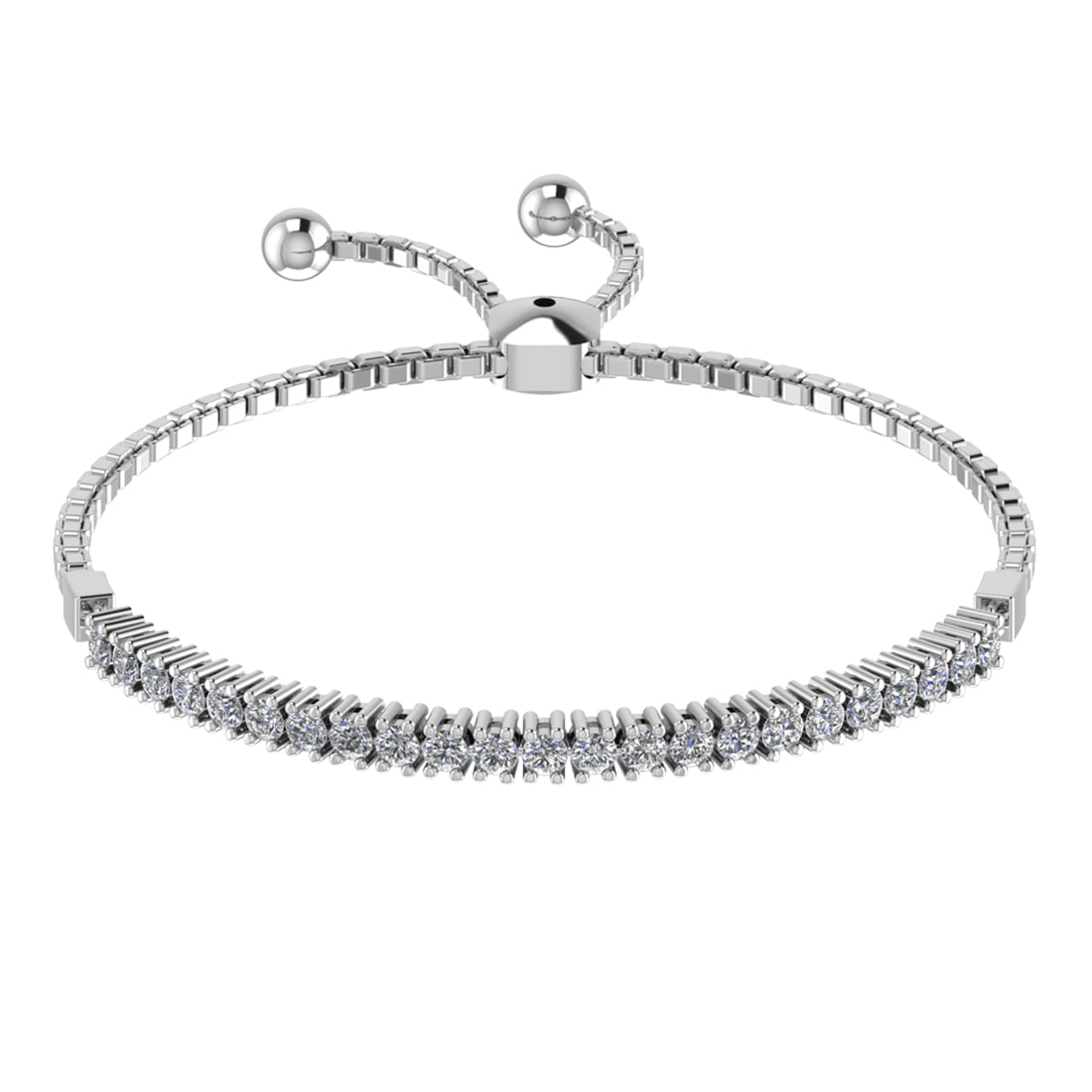 0.50 Ctw SI2/SI1 Diamond Prong Set 14k white Gold Tennis Slide Bracelet: Total Daimond Weight :-0.50 Ctw Color : G-H Clarity : SI2/SI1 Setting : Prong Metal Weight : Approx 6.20 gram 14k White Gold Tennis Slide Bracelet (ALL DIAMOND ARE LAB GROWN ) MJ3413-1.7SB