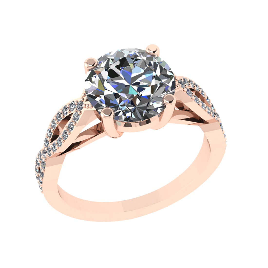 2.44 Ctw VS/SI1 Diamond 14K Rose Gold Engagement Ring (ALL DIAMOND ARE LAB: Center Diamond Weight : 2.20 Ctw ( Round Cut) Center Diamond Color :-J-K Center Stone Setting : Prong Clarity : VS/SI1 Total Weight Of Ctw 0.24 Ctw Color : J-K Clarity : VS/SI1 Stone Setting : Prong